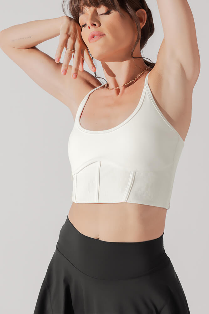 Crop-Bralette mit Plié-Korsett – Creme