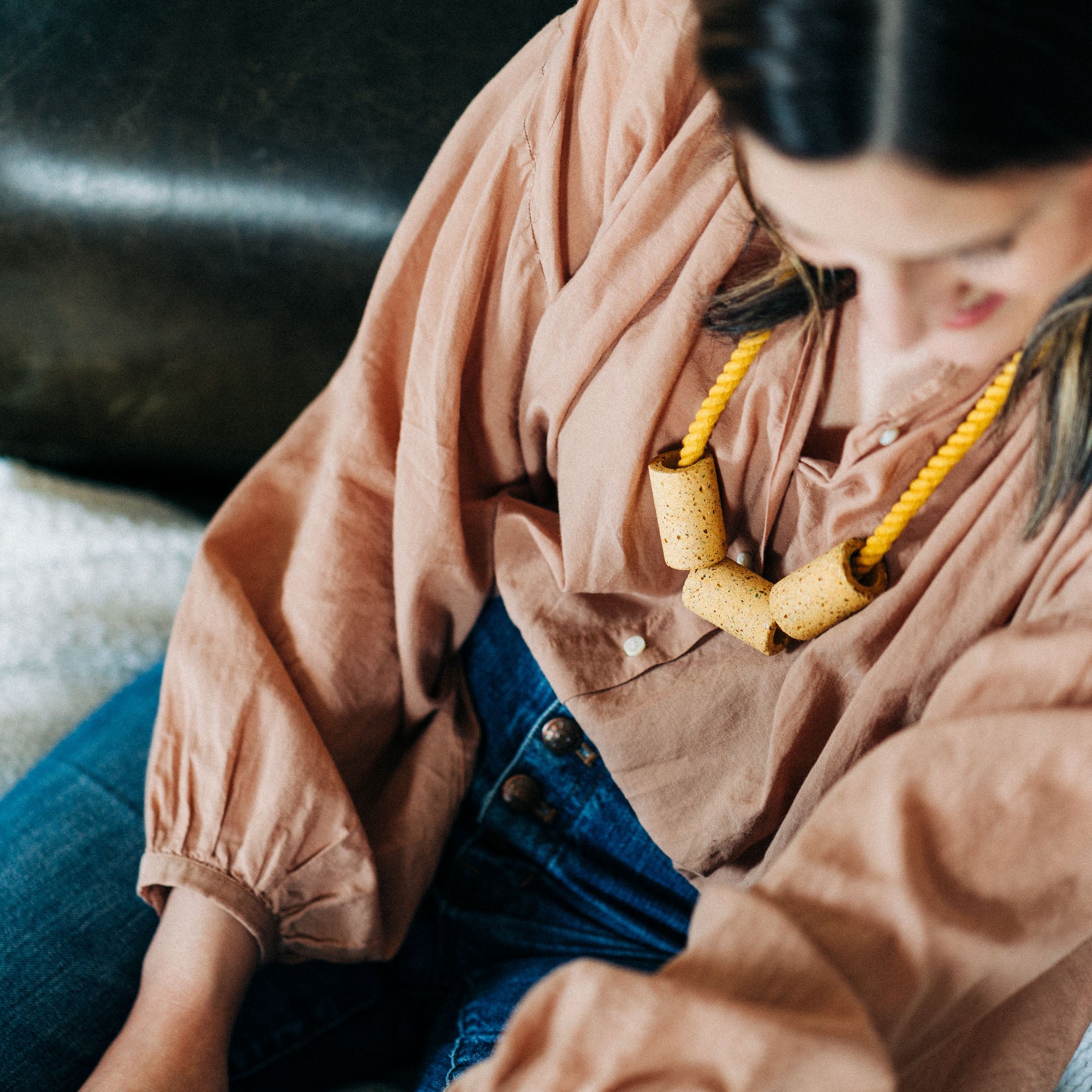 Concrete Terrazzo + Cotton Necklaces