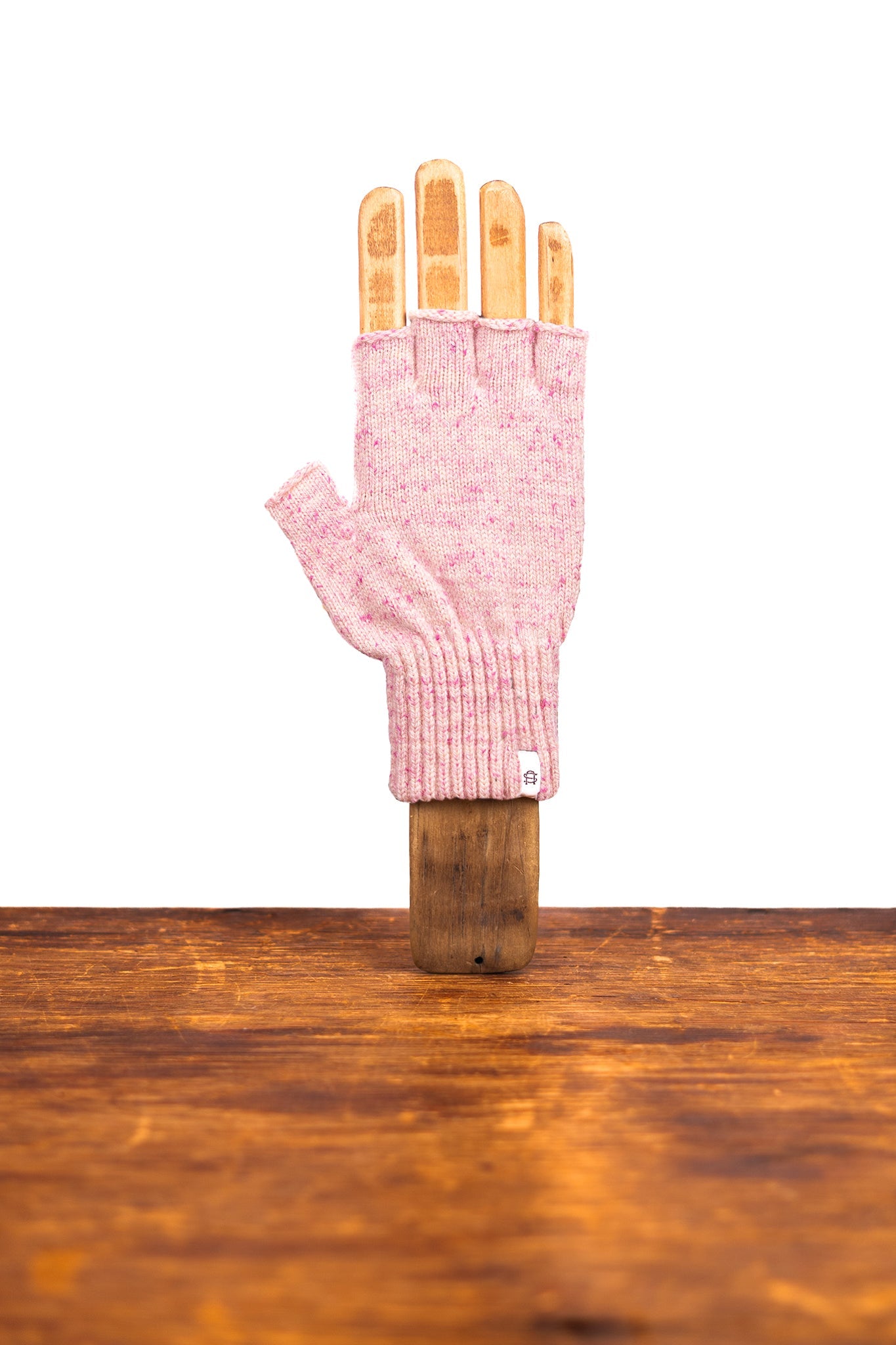 Guantes de lana sin dedos de tweed con diseño de flor de cerezo