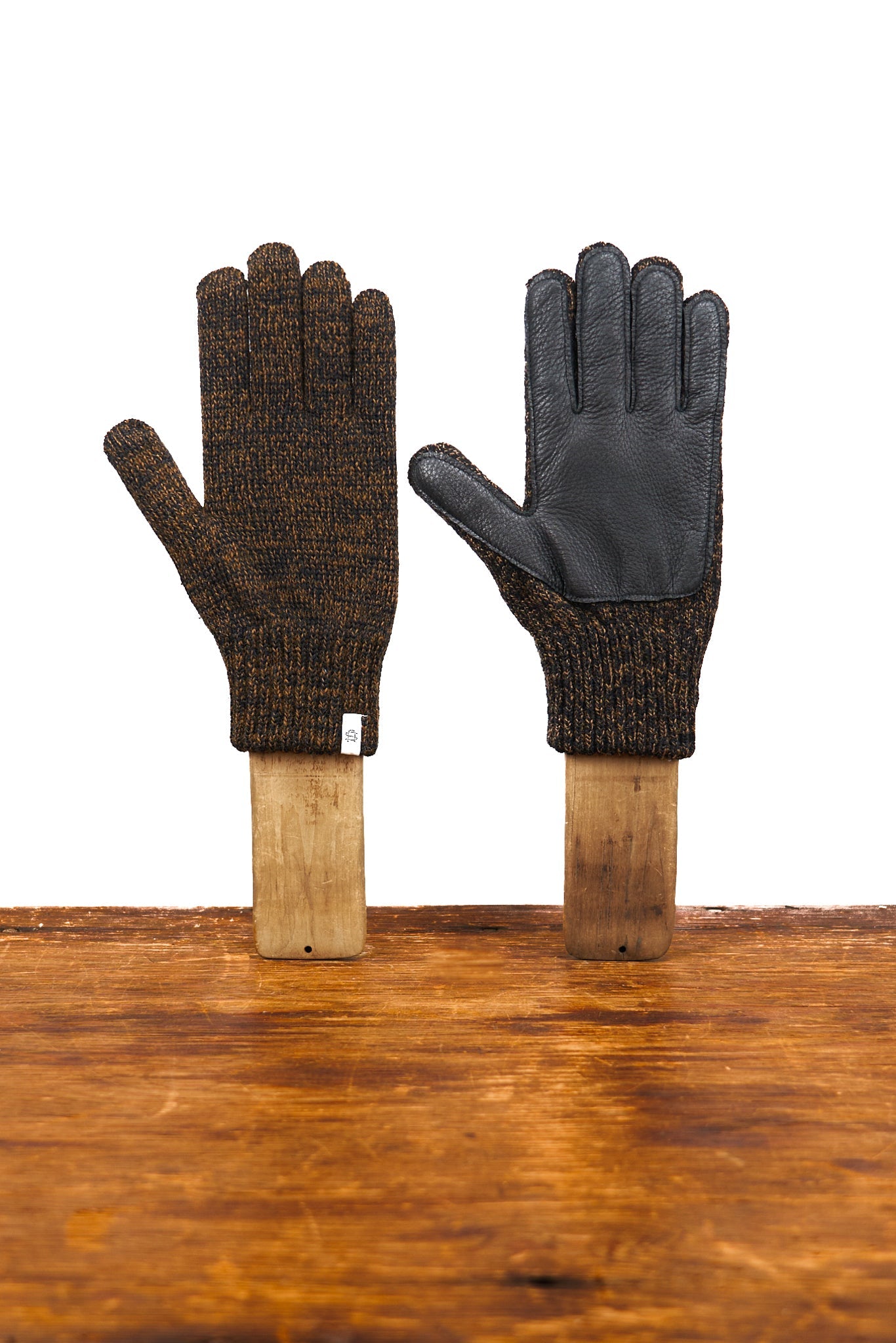 Rust Melange with Black Deerskin Full Glove