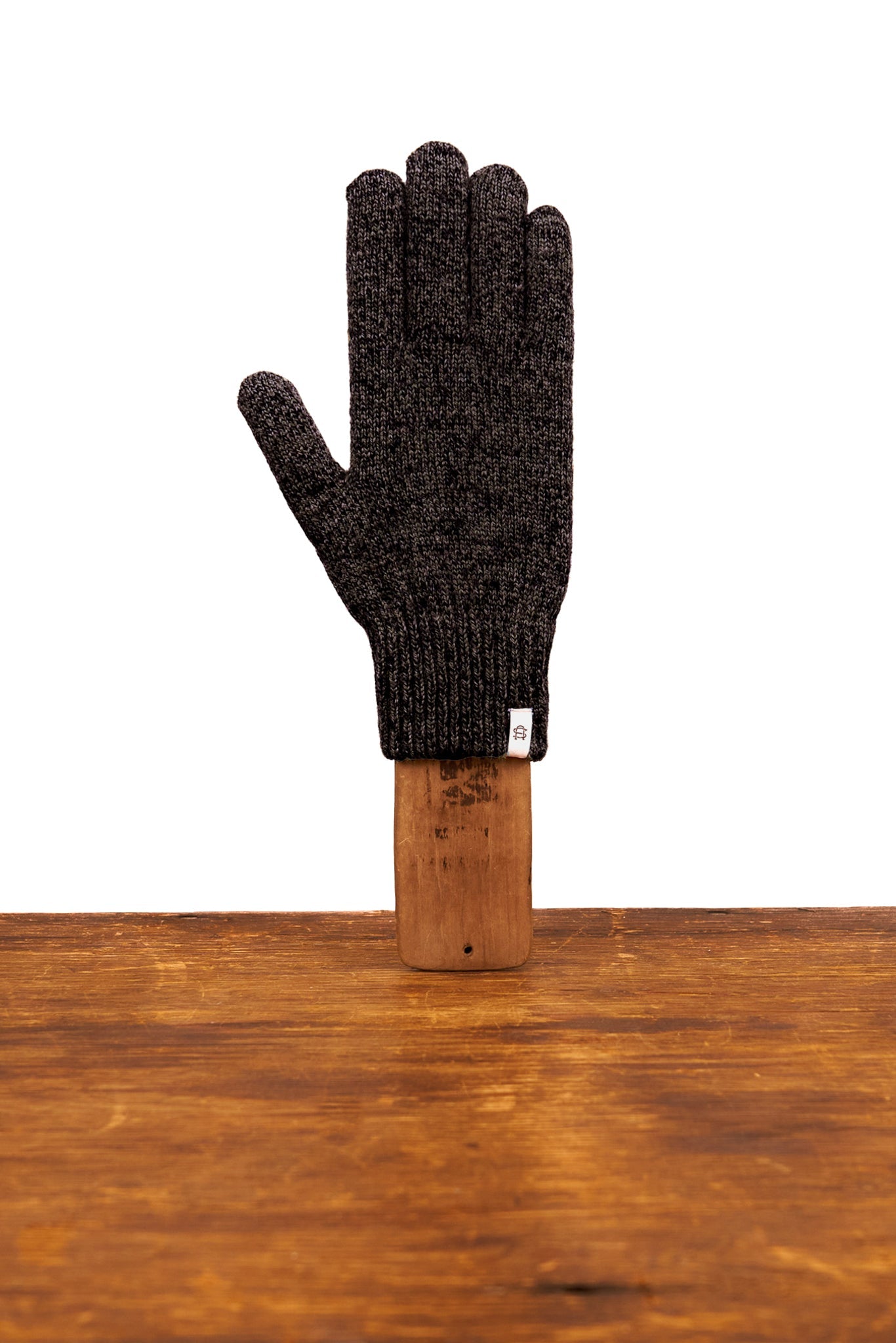 Black Melange Ragg Wool Full Glove