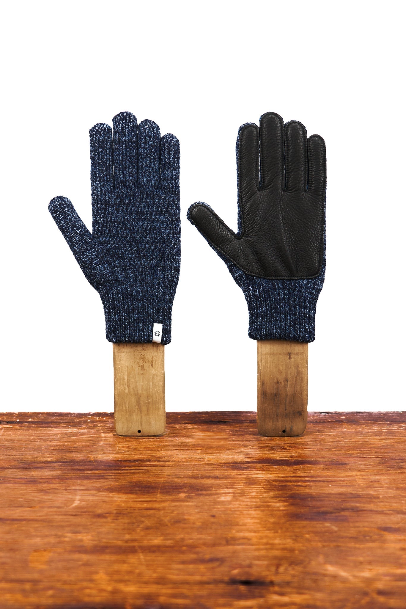 Denim Melange with Black Deerskin Full Glove