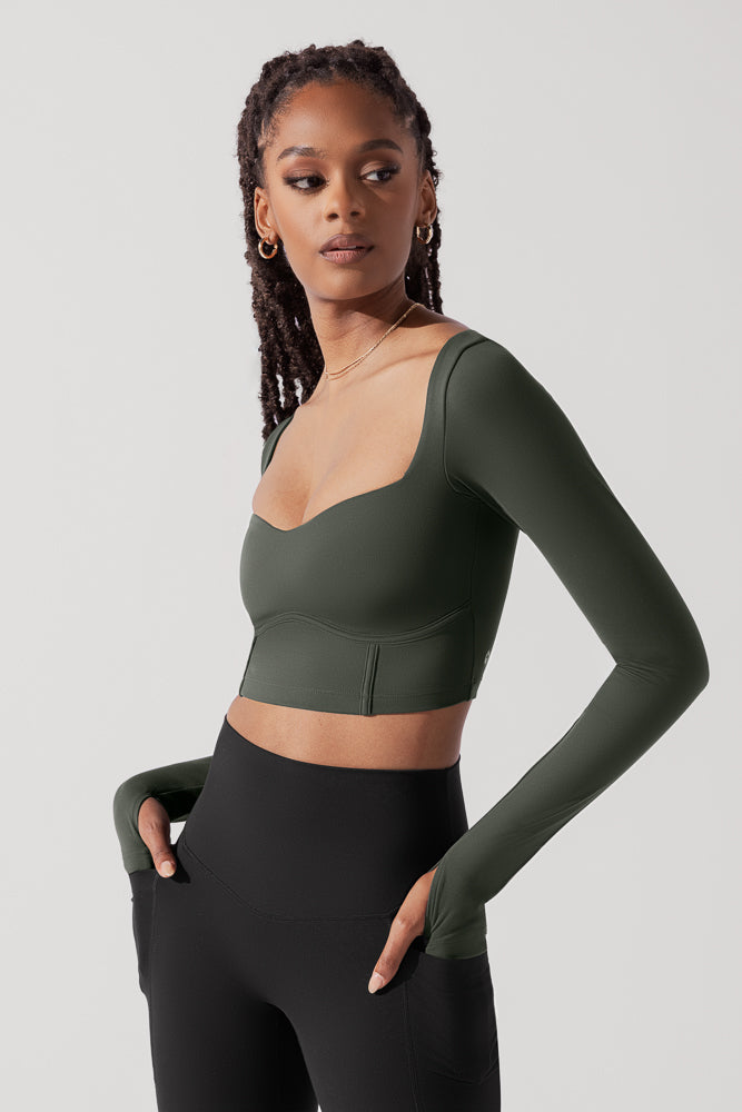 Sweetheart Long Sleeve Crop Top - Forestwood