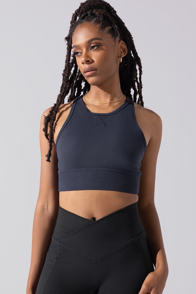 Sweat Sesh Crop Top - Smoky Navy