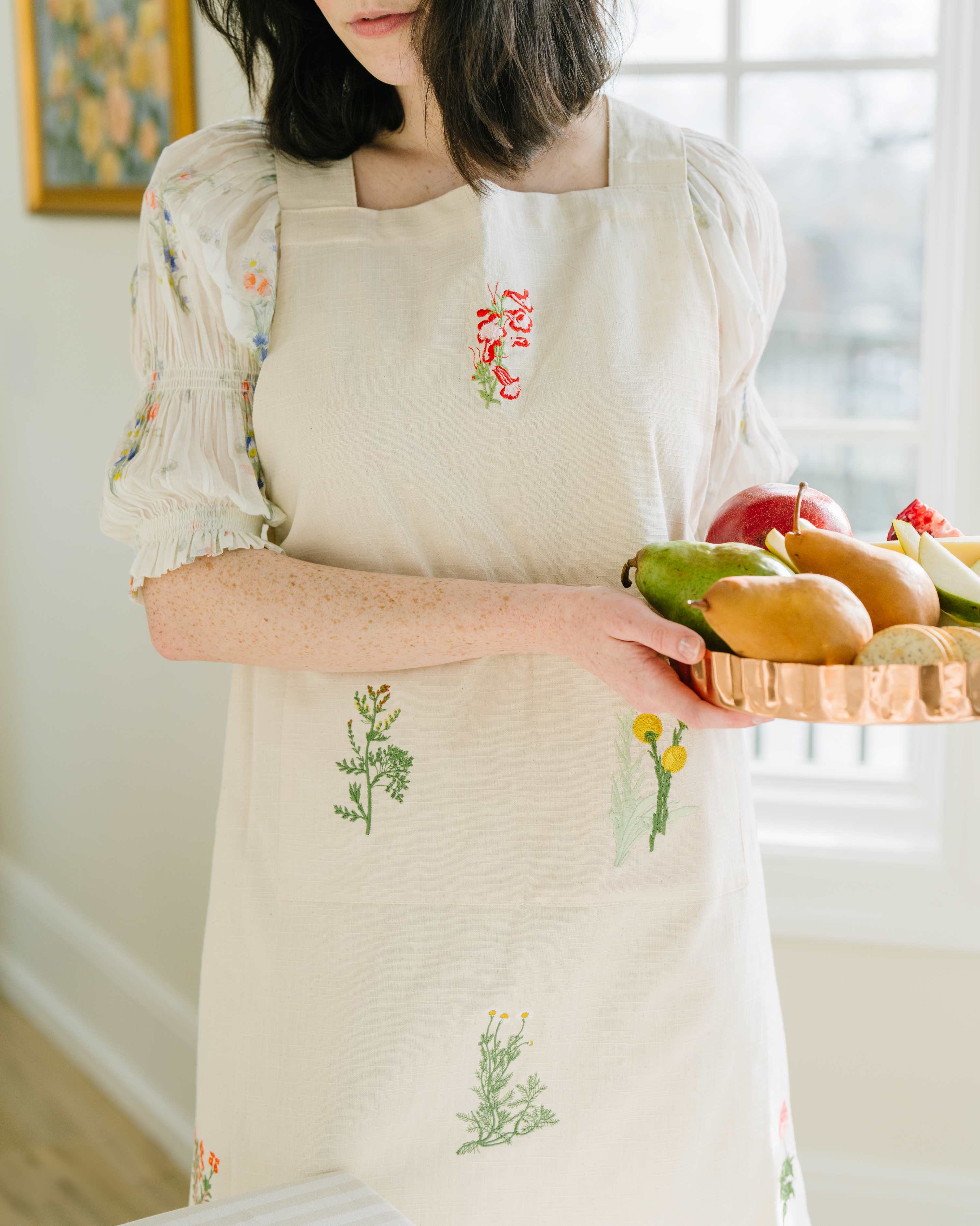 Botanical Embroidered Apron