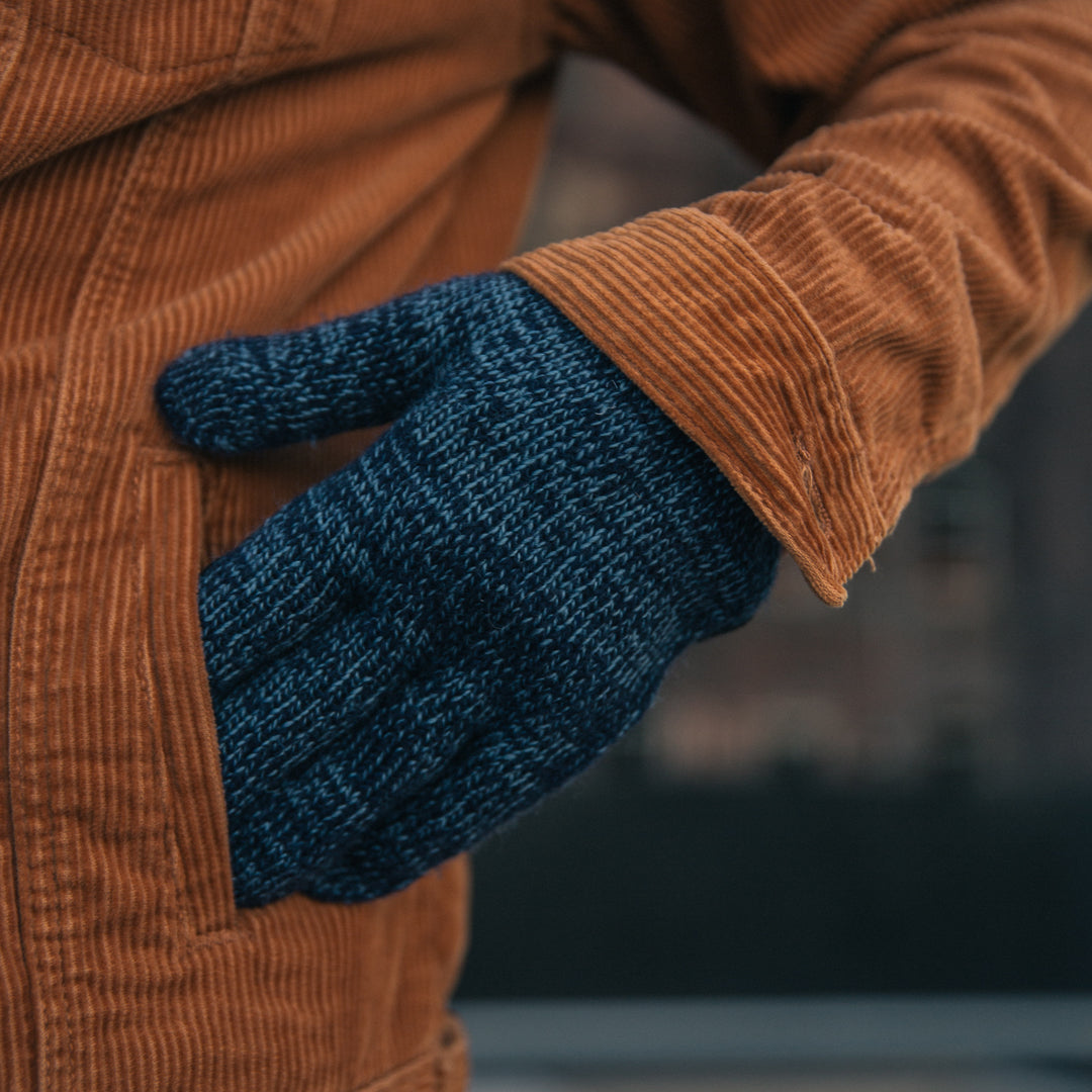 Denim Melange Ragg Wool Full Glove