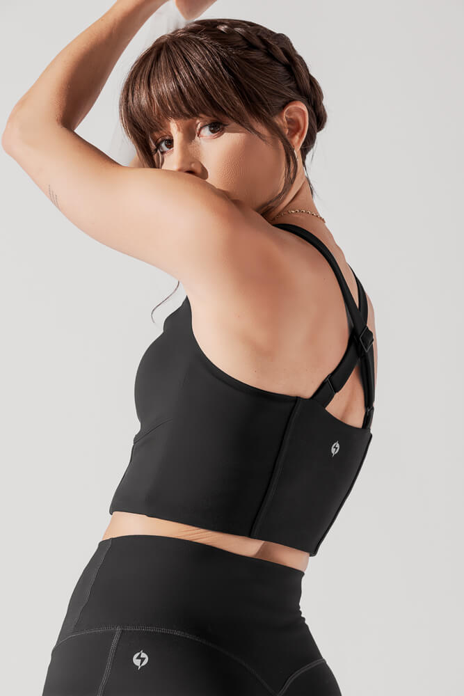 Daphne Korsett-Crop-Top - Schwarz