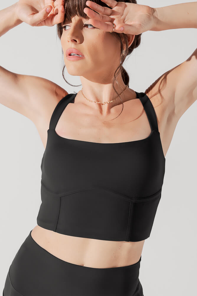 Daphne Korsett-Crop-Top - Schwarz