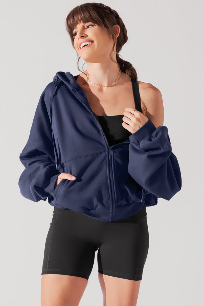 Zip Cloud Hoodie - Academic Navy