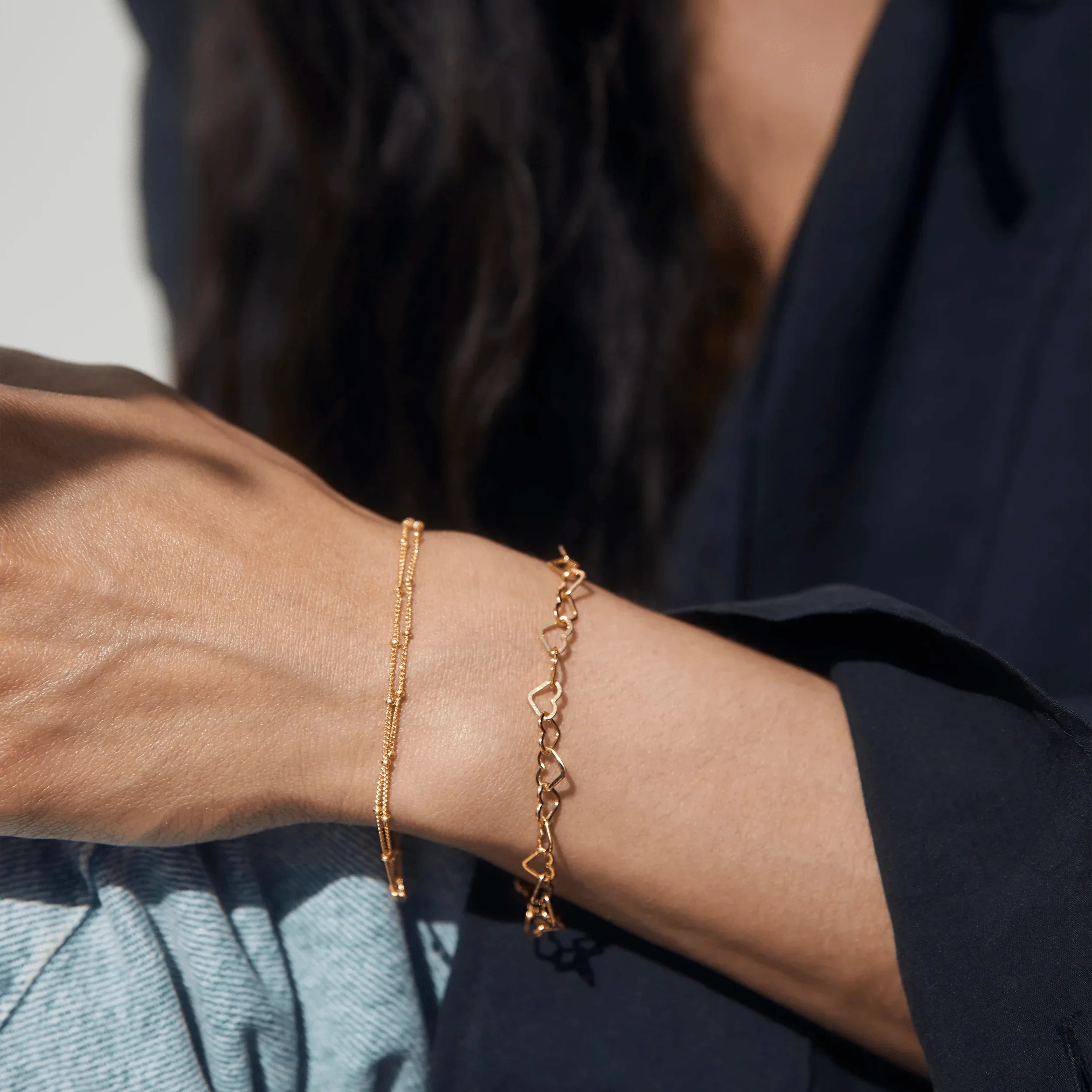 Pulsera de cadena con corazón de eternidad