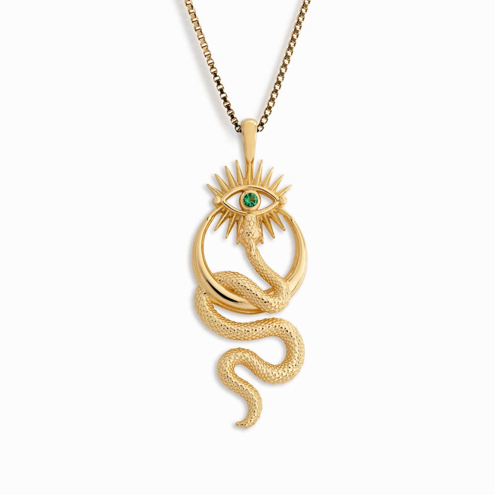 Awe Inspired Crescent Snake Eye Necklace