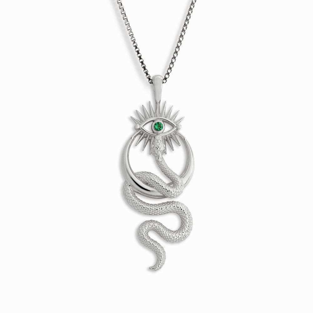 Awe Inspired Crescent Snake Eye Necklace