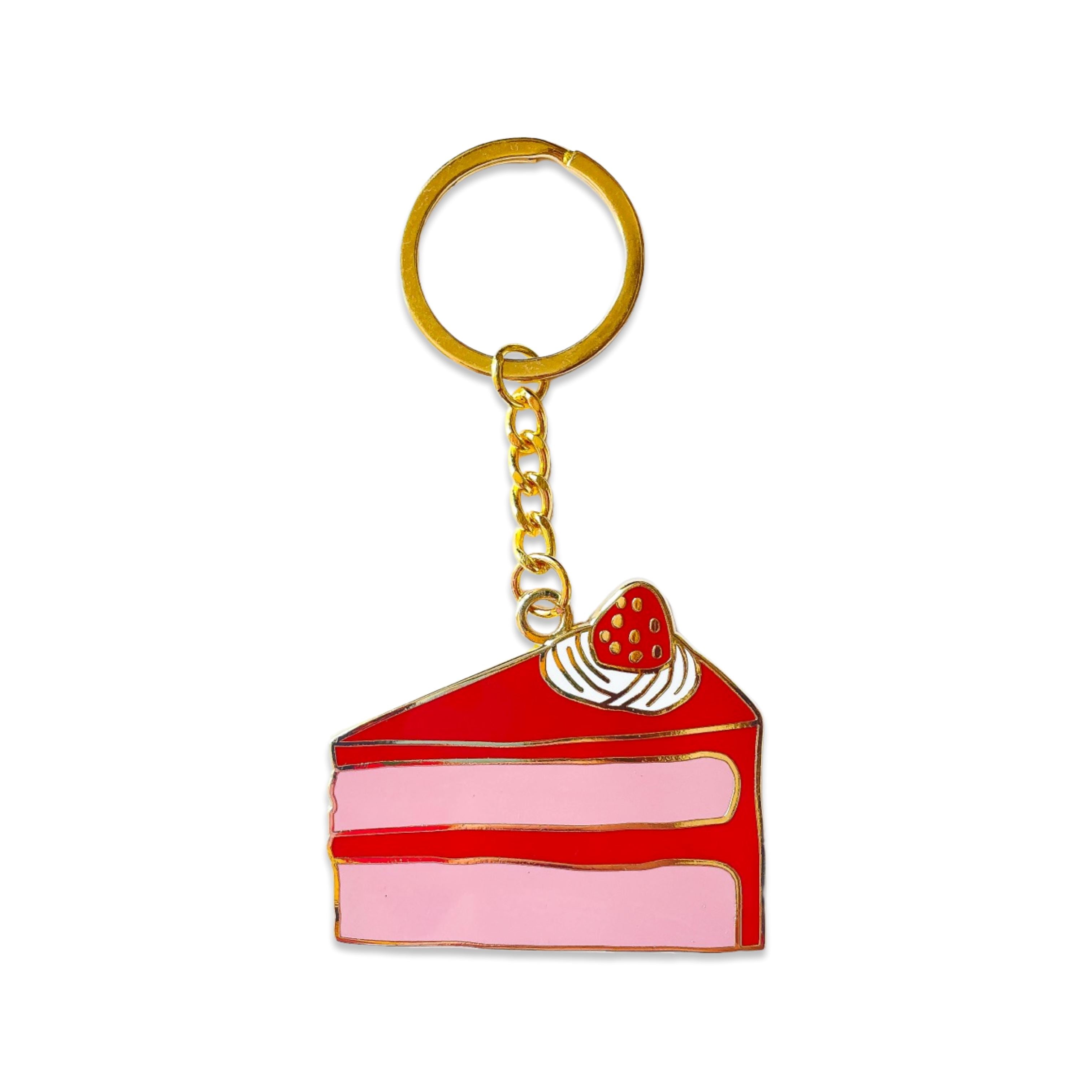 Cake Slice Enamel Keychain