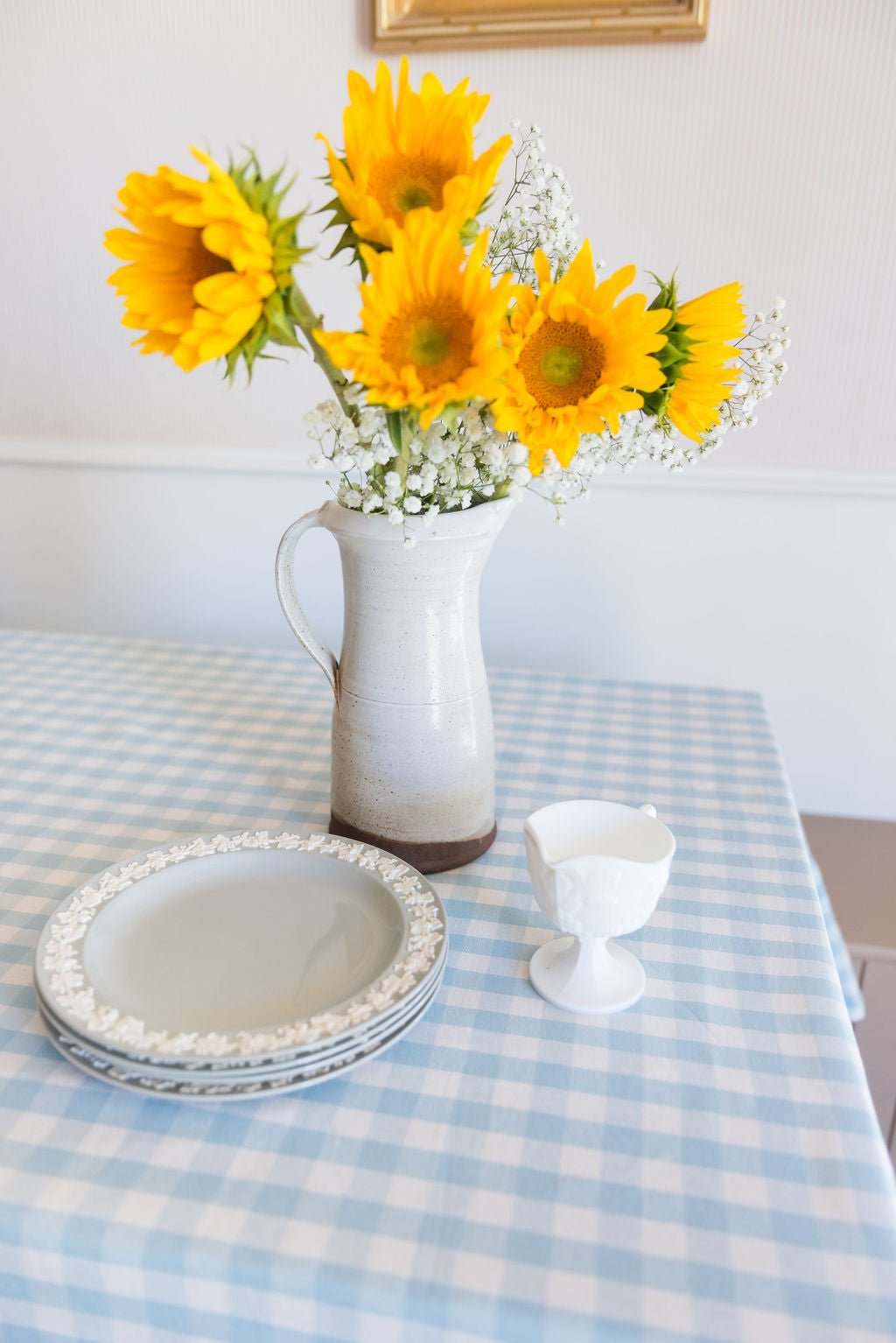 Galley & FenBlue Ruffled Gingham Tablecloth - M.S Skincare