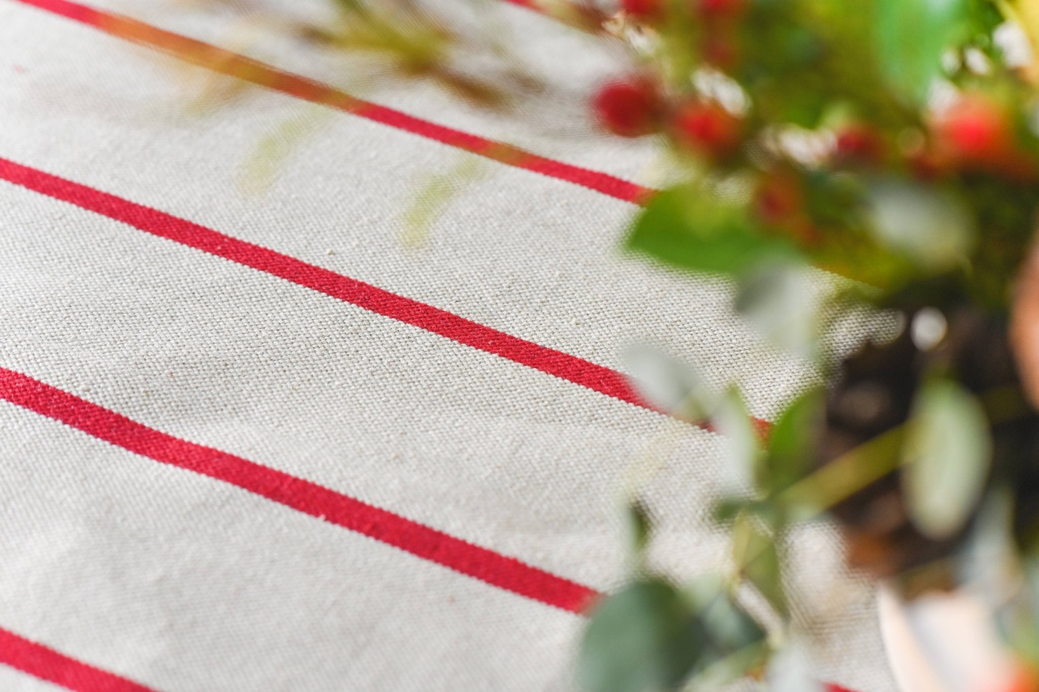 Galley & Fen Red Stripe Linen Tablecloth