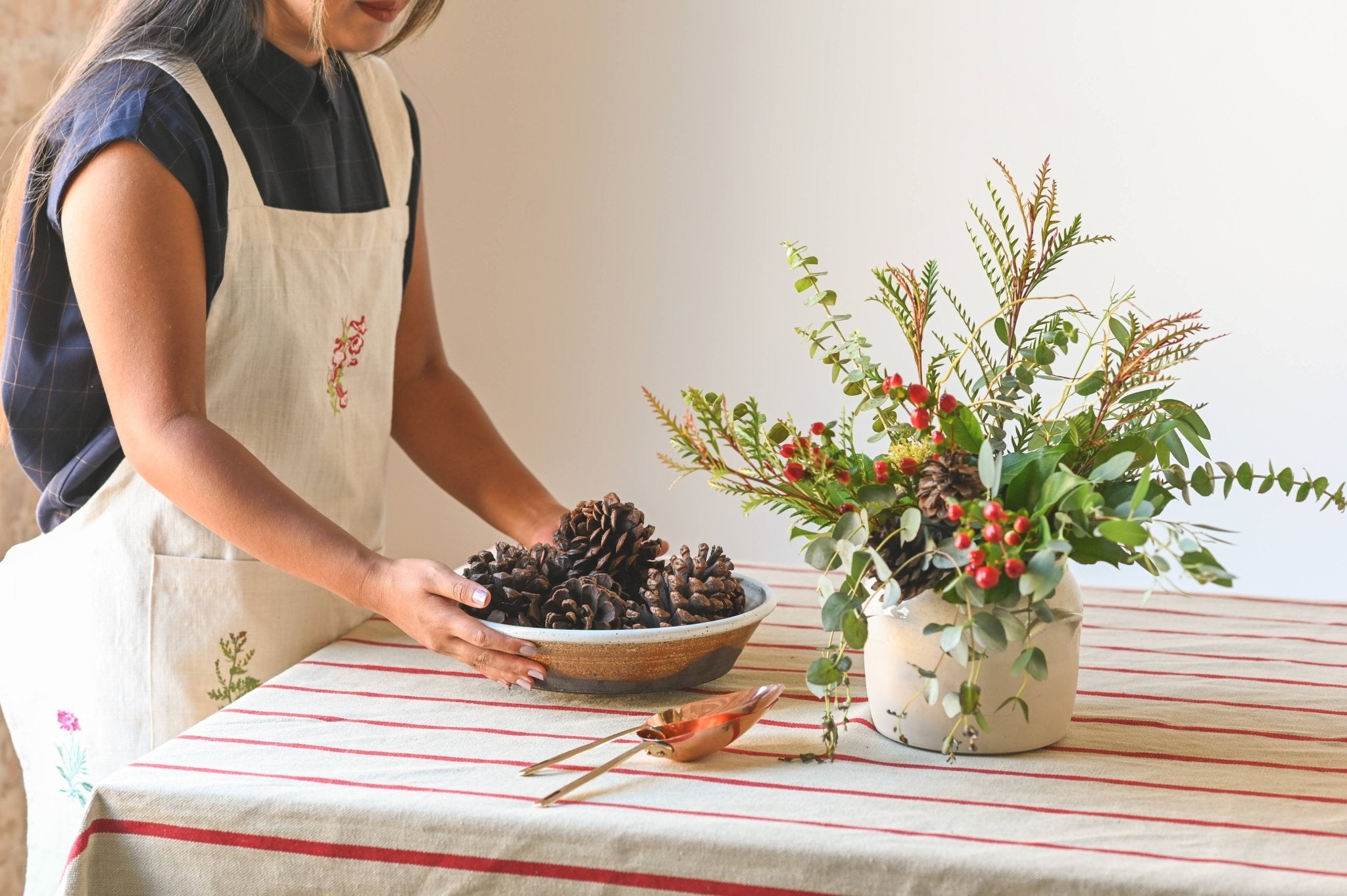 Galley & Fen Red Stripe Linen Tablecloth