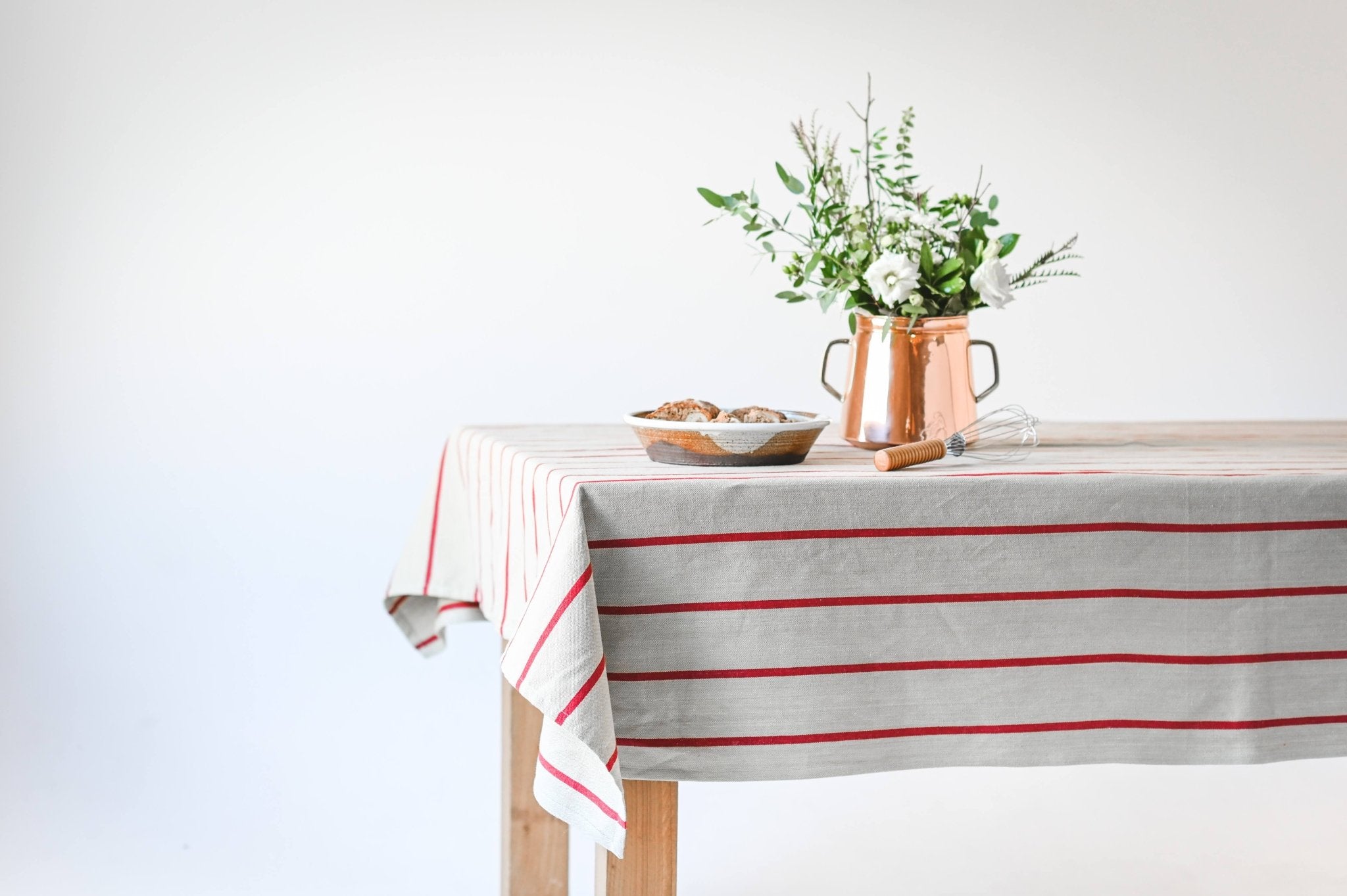 Galley & Fen Red Stripe Linen Tablecloth