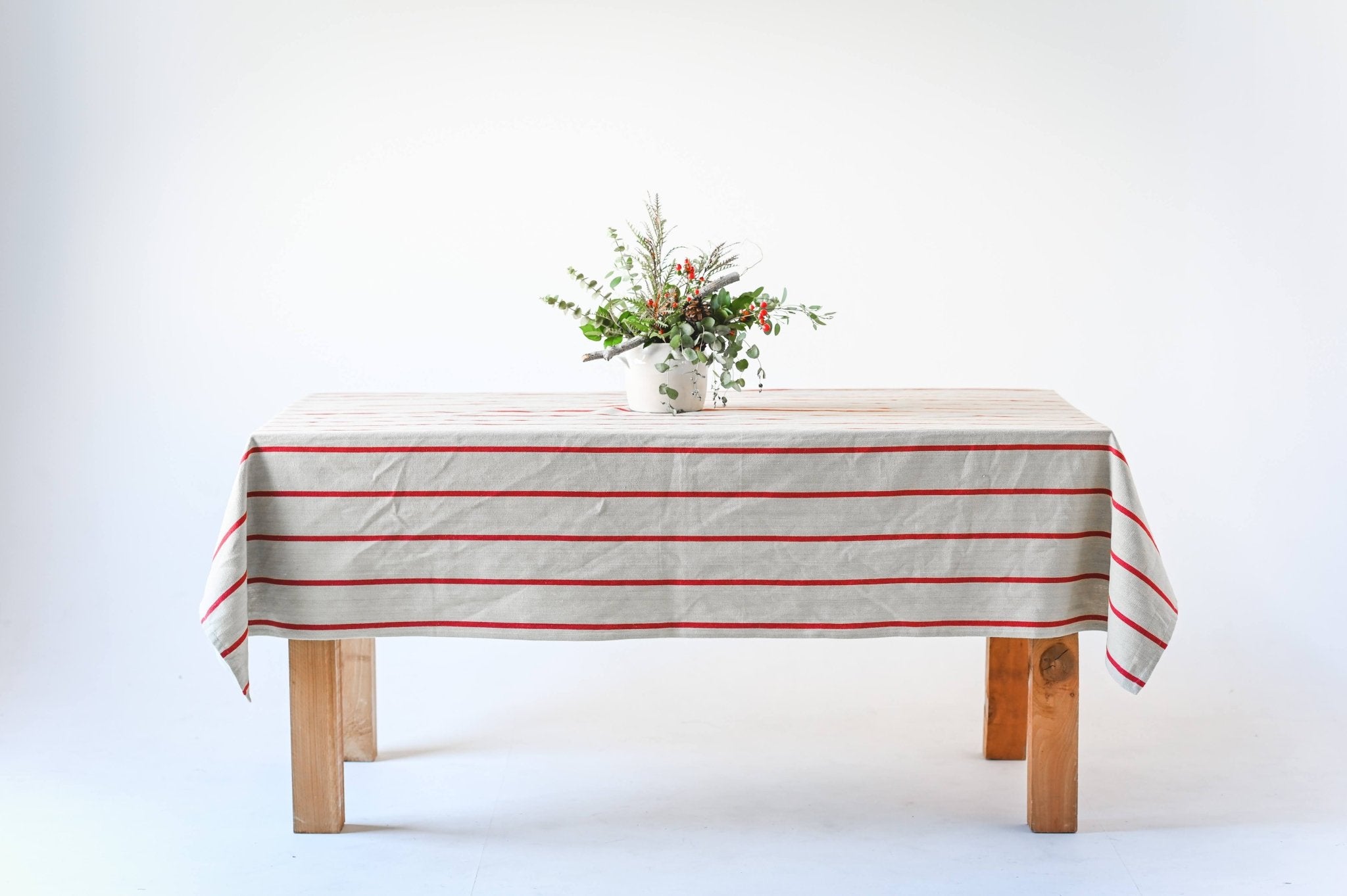 Galley & Fen Red Stripe Linen Tablecloth