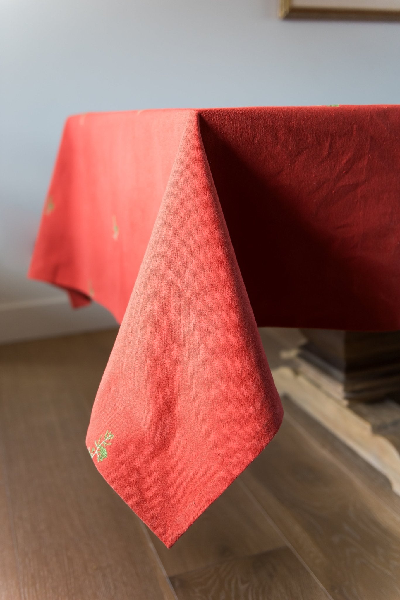 Galley & Fen Rust Red and Green Fleur Tablecloth