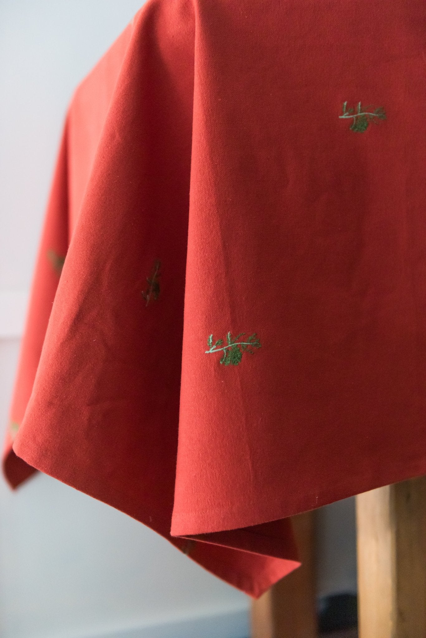 Galley & Fen Rust Red and Green Fleur Tablecloth