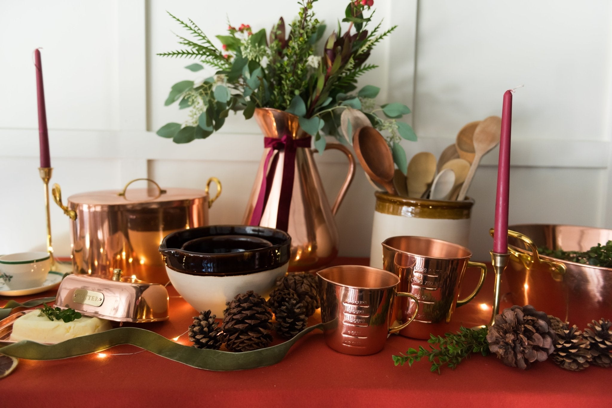 Galley & Fen Rust Red and Green Fleur Tablecloth