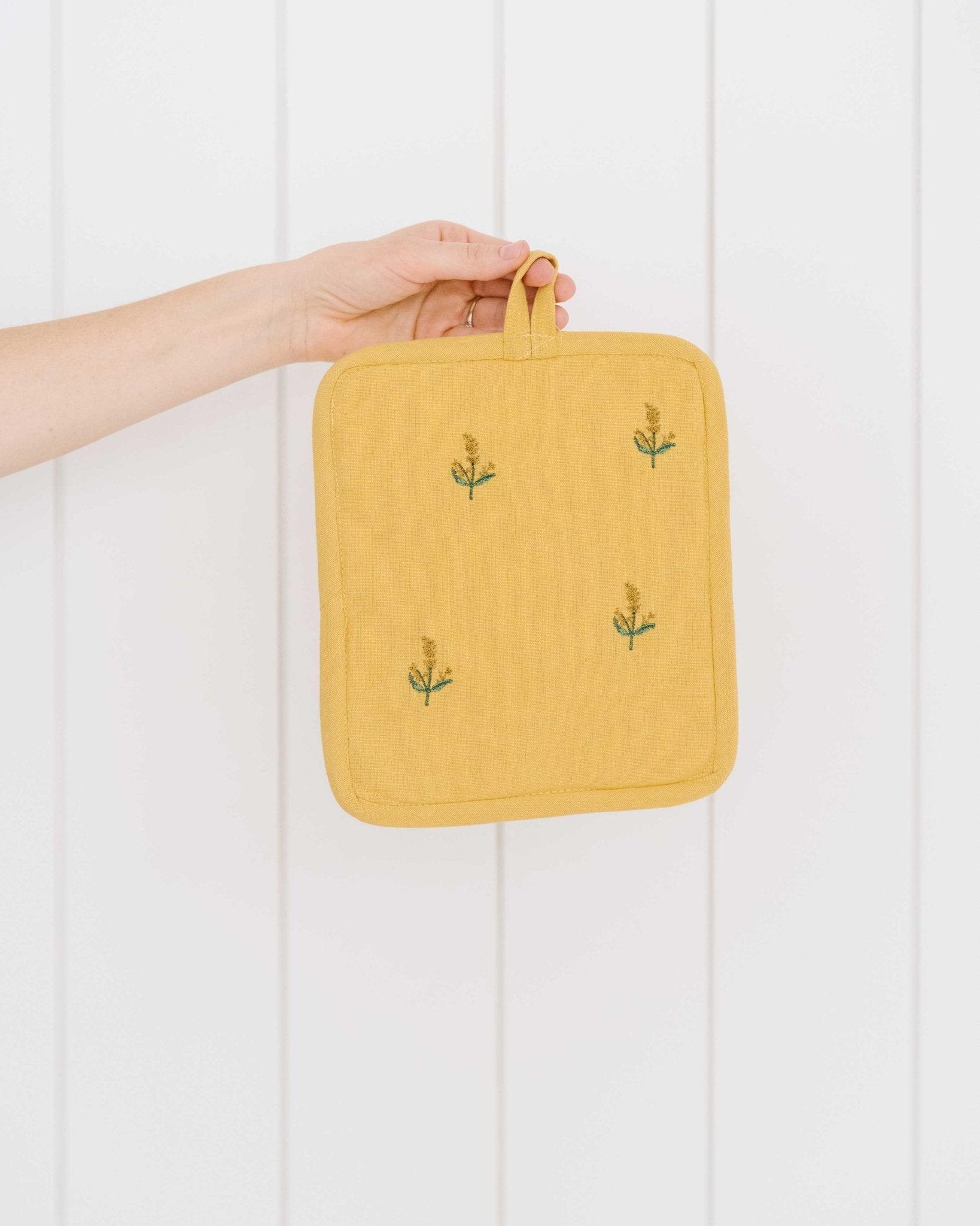 Galley & Fen Yellow Embroidered Pot Holder