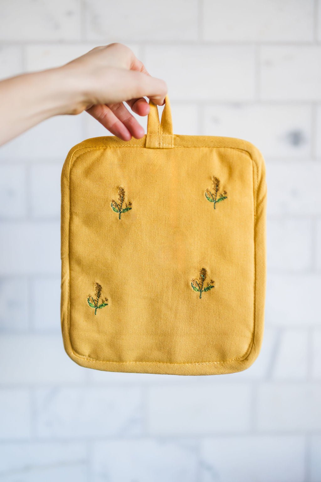 Galley & Fen Yellow Embroidered Pot Holder