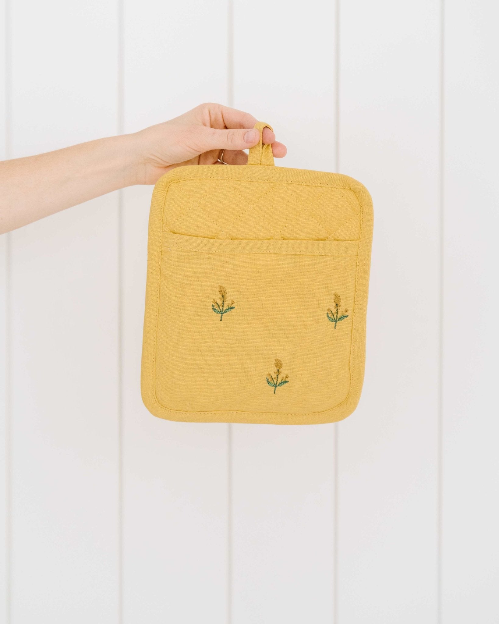 Galley & Fen Yellow Embroidered Pot Holder