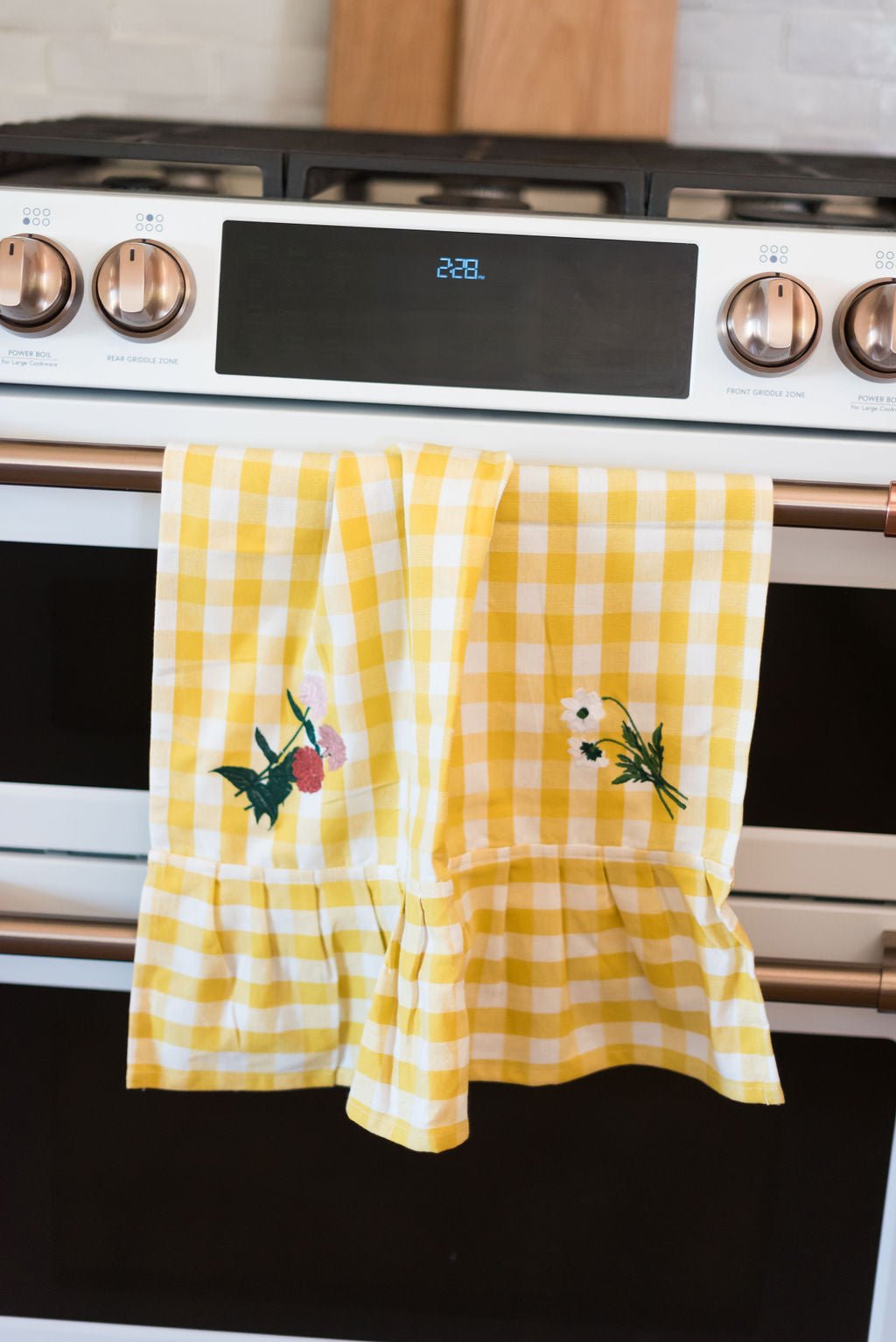 Galley & Fen Yellow Gingham Ruffled Dish Towel