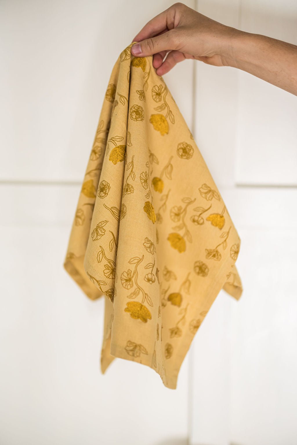 Galley & Fen Yellow Poppy Embroidered Dish Towel