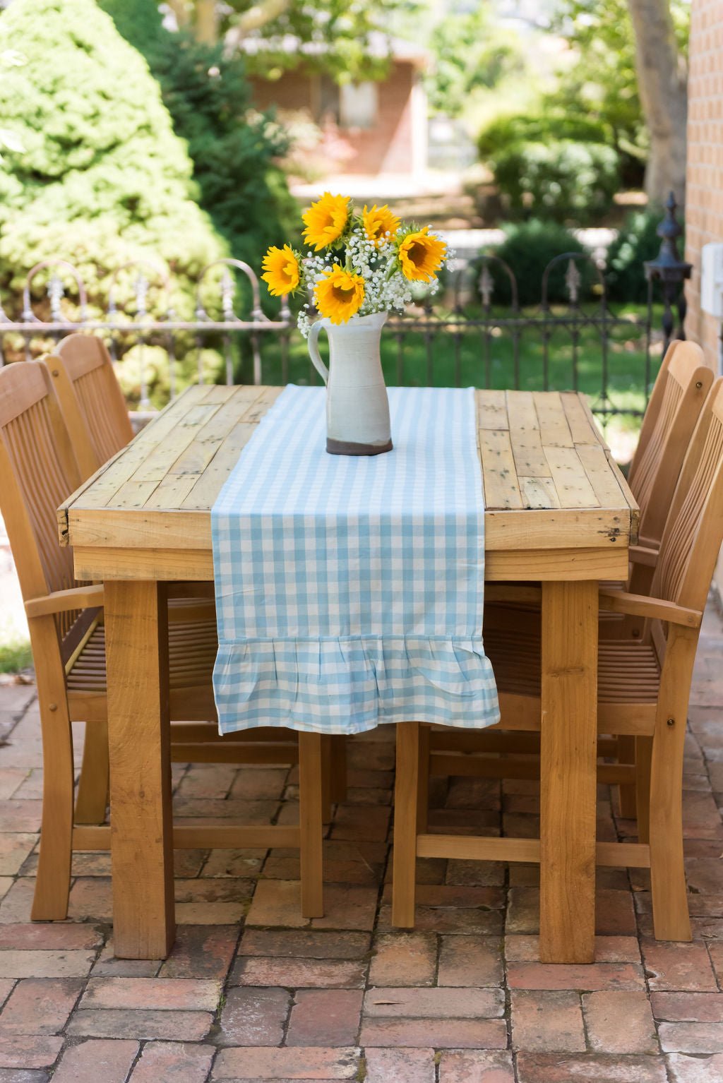 Galley & Fen Yellow Ruffled Gingham Table Runner