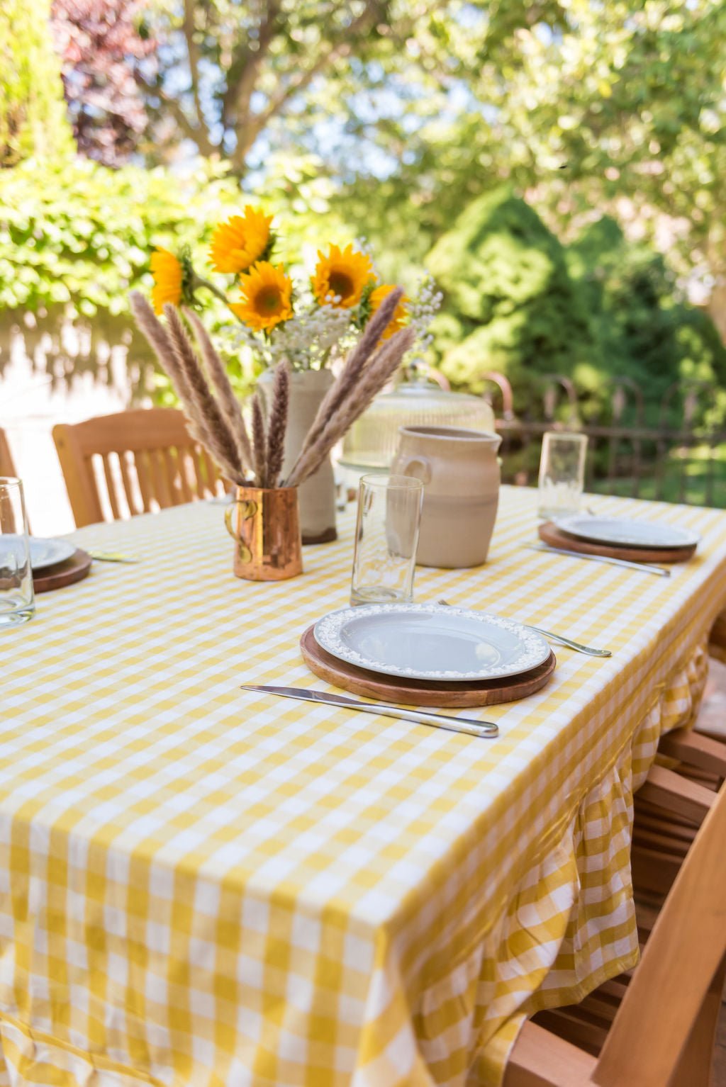 Galley & Fen Yellow Ruffled Gingham Tablecloth