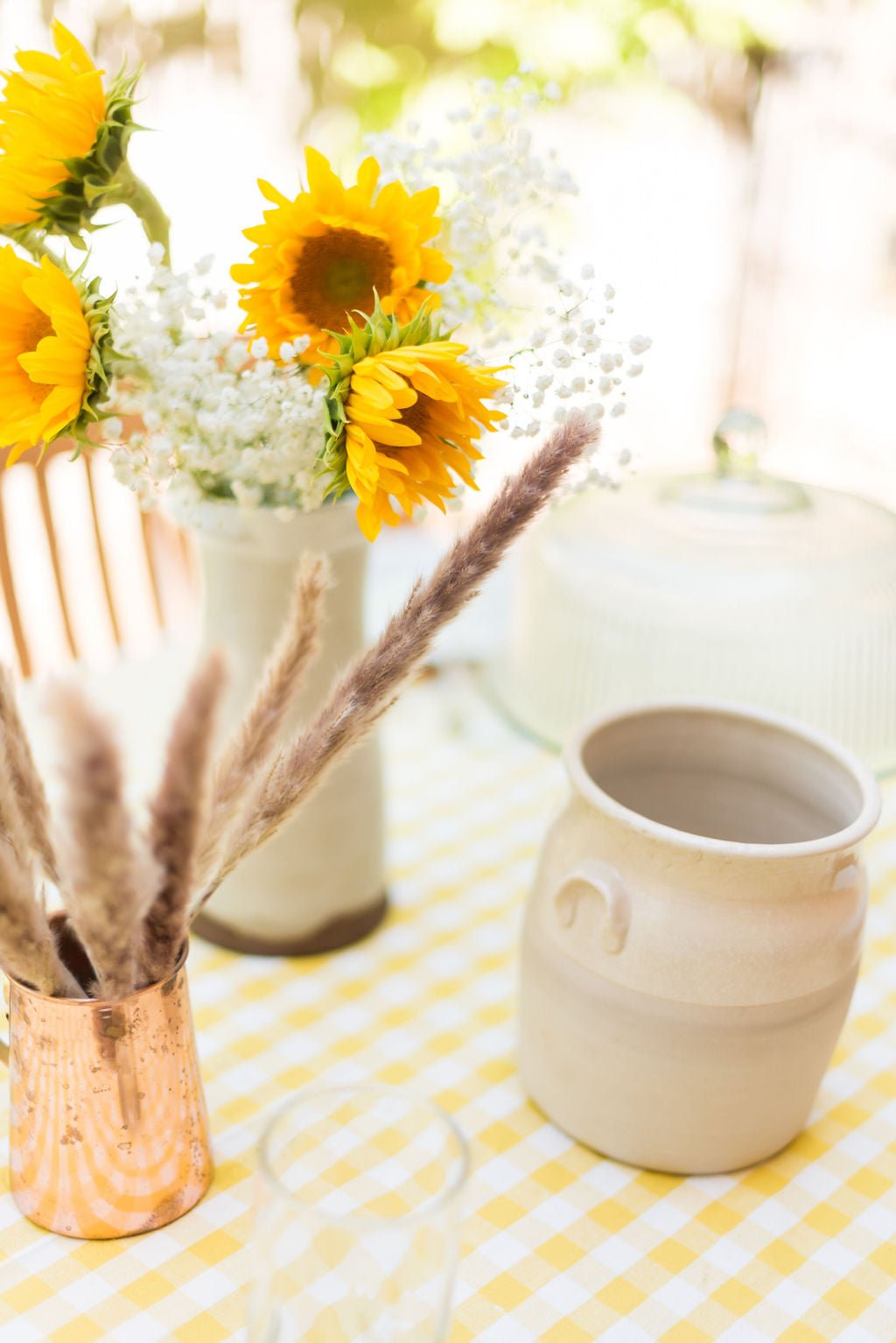 Galley & Fen Yellow Ruffled Gingham Tablecloth