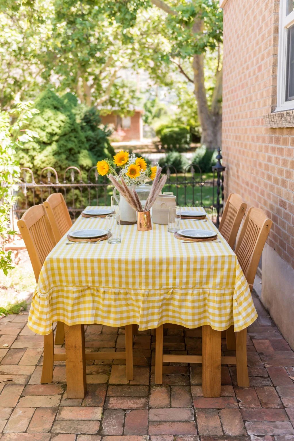 Galley & Fen Yellow Ruffled Gingham Tablecloth