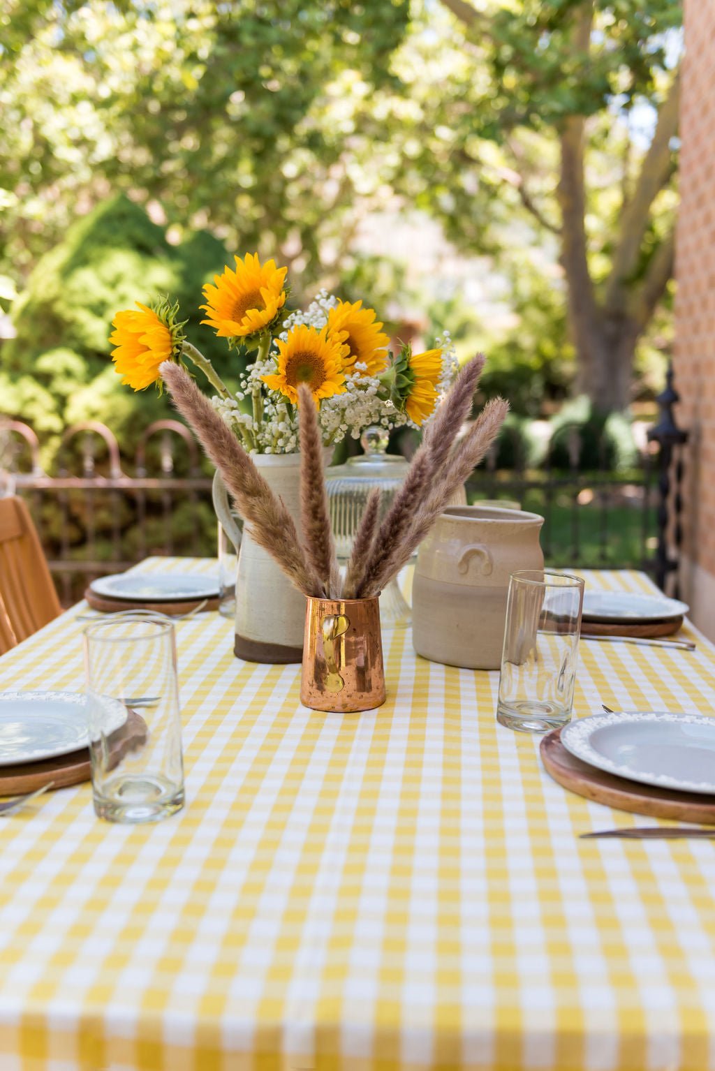 Galley & Fen Yellow Ruffled Gingham Tablecloth