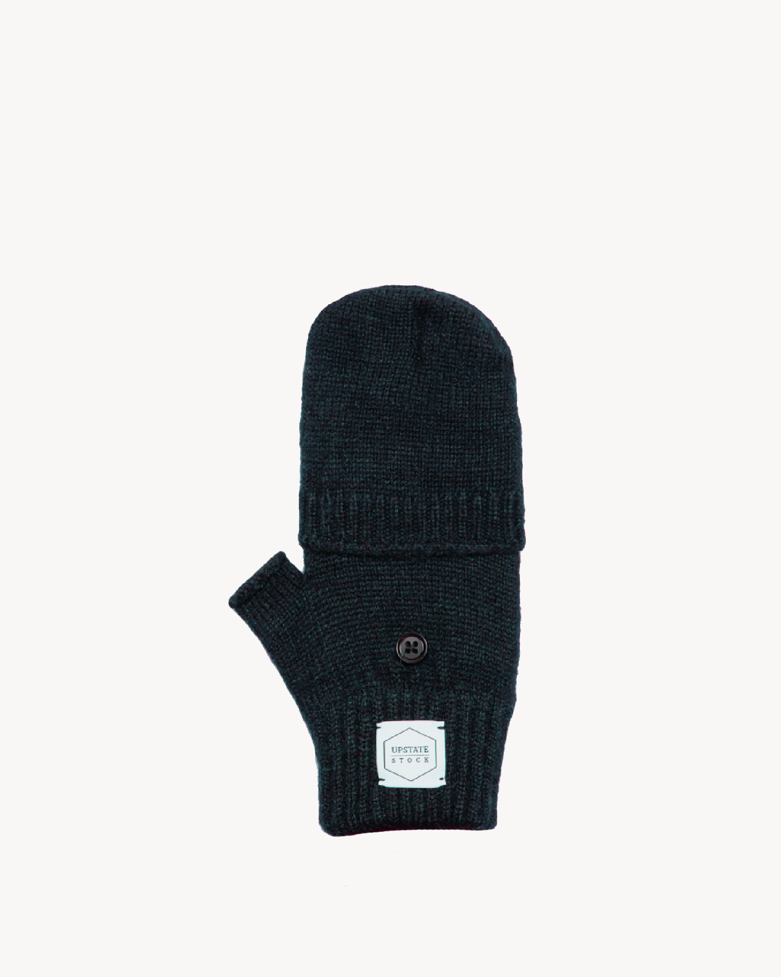 Navy Melange Convertible Fingerless 'Glomitt' with Natural Deerskin