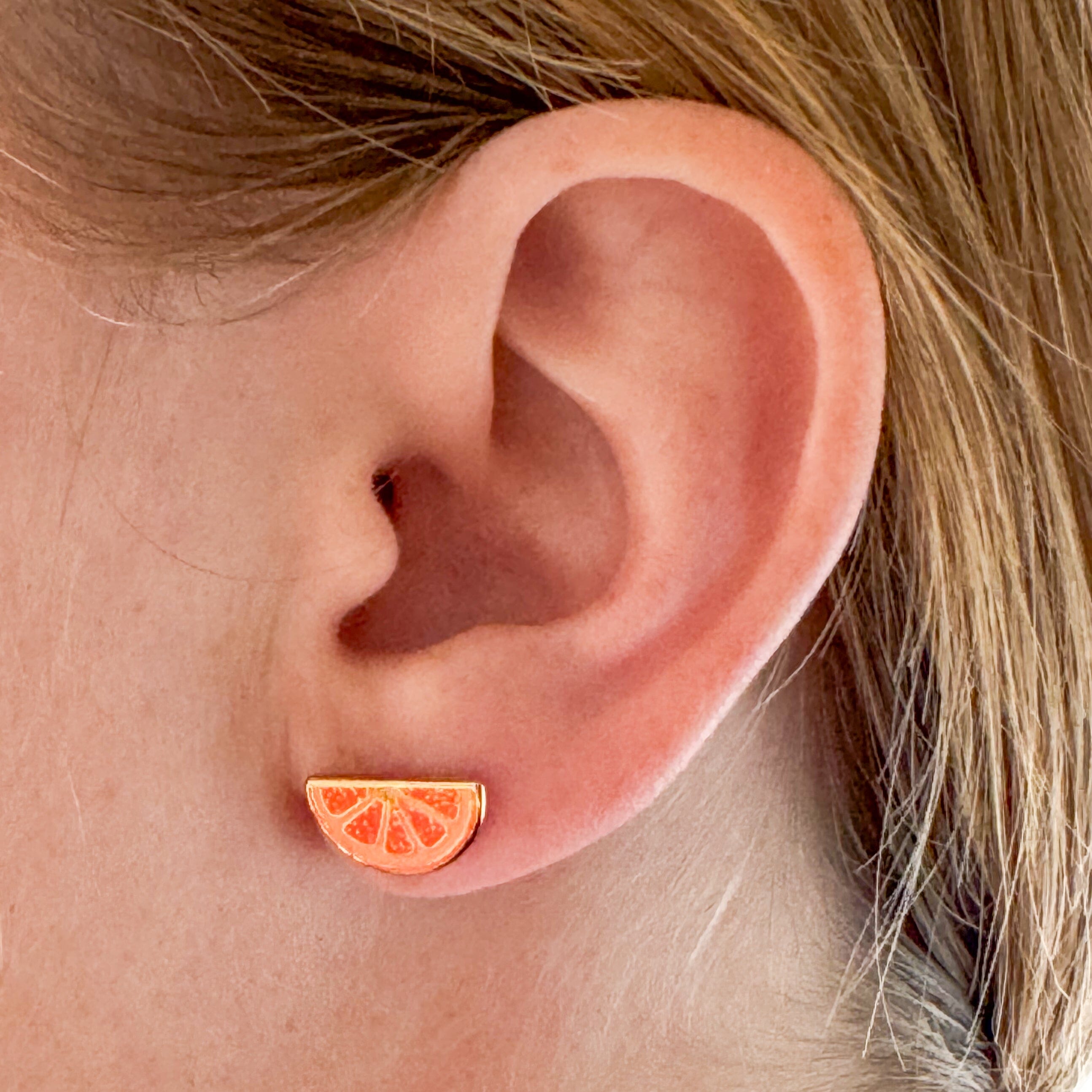 Grapefruit Enamel Earrings