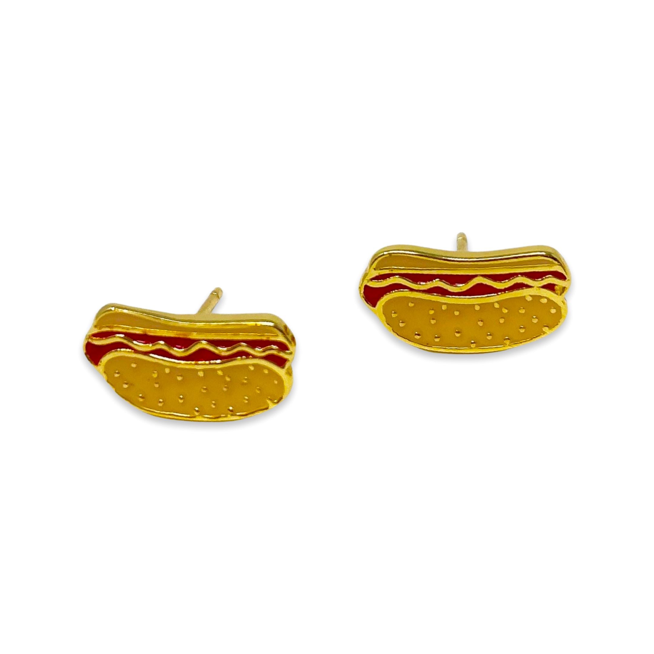 Hot Dog Enamel Earrings