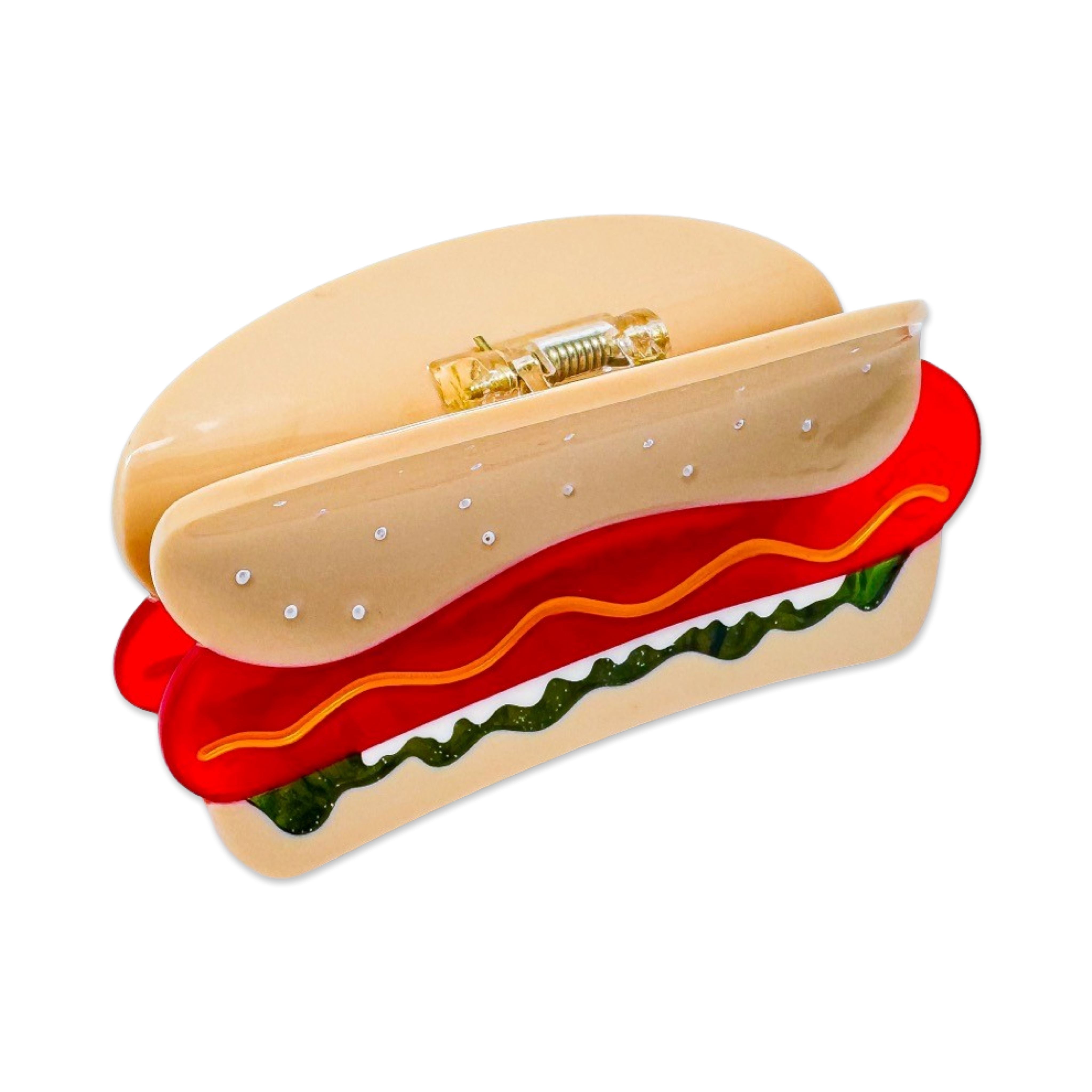 Large Hot Dog Hair Claw Clip with all the Fixins