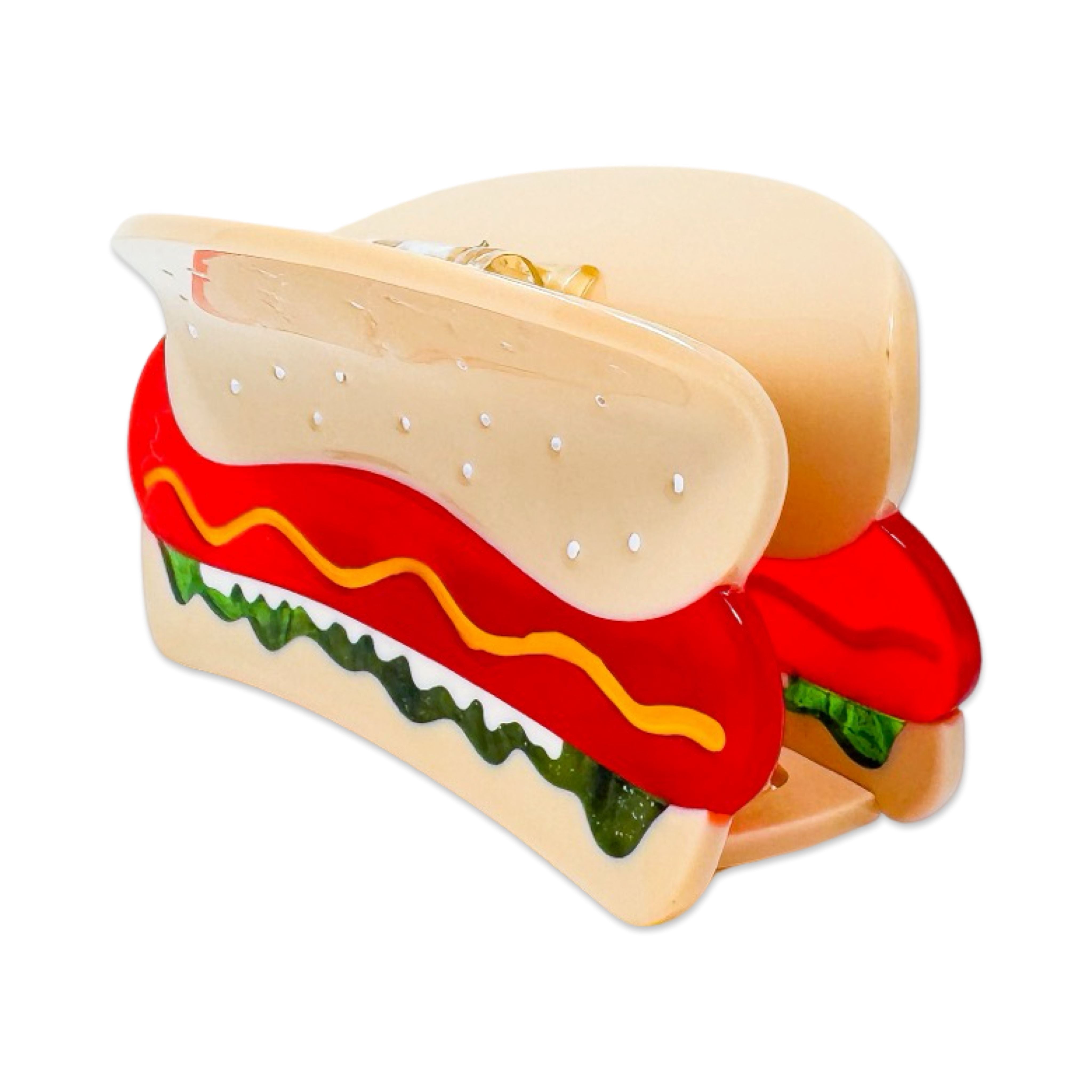 Large Hot Dog Hair Claw Clip with all the Fixins