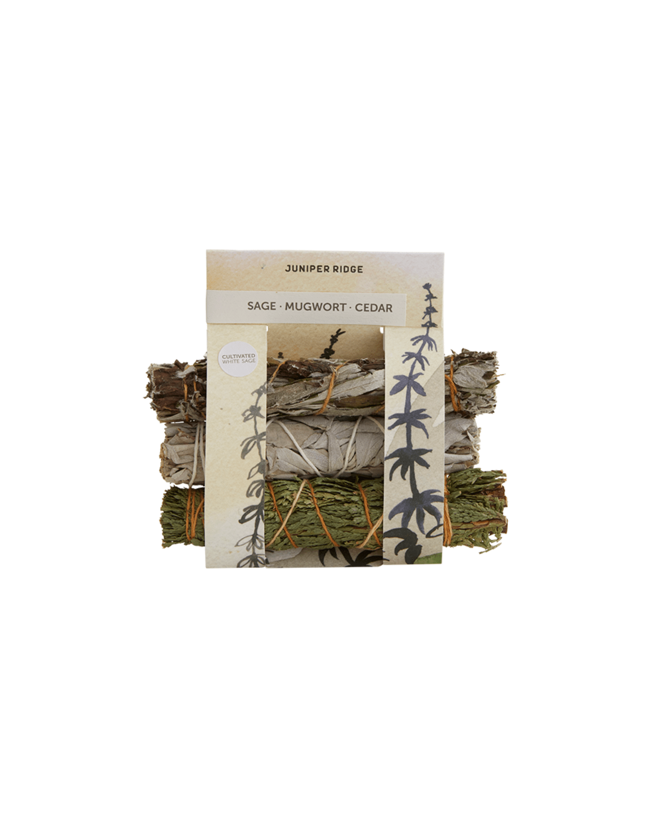 Juniper Ridge Farmed White Sage, Mugwort + Cedar Natural Incense Bundles