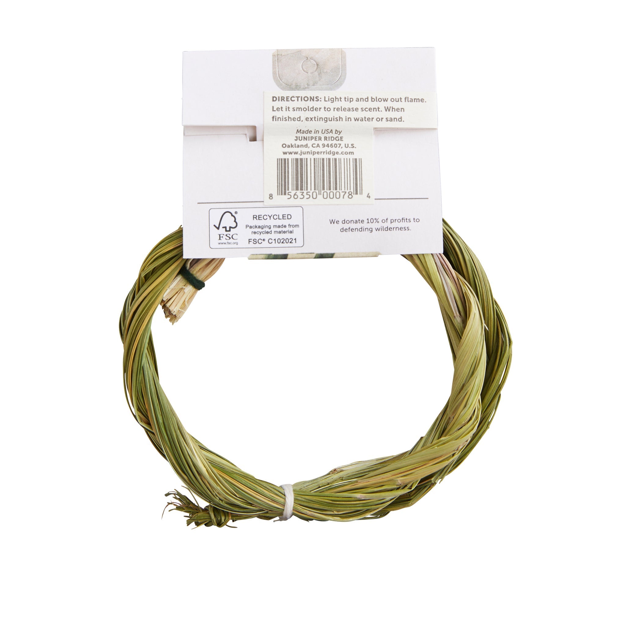 Juniper Ridge Sweetgrass Braid Natural Incense