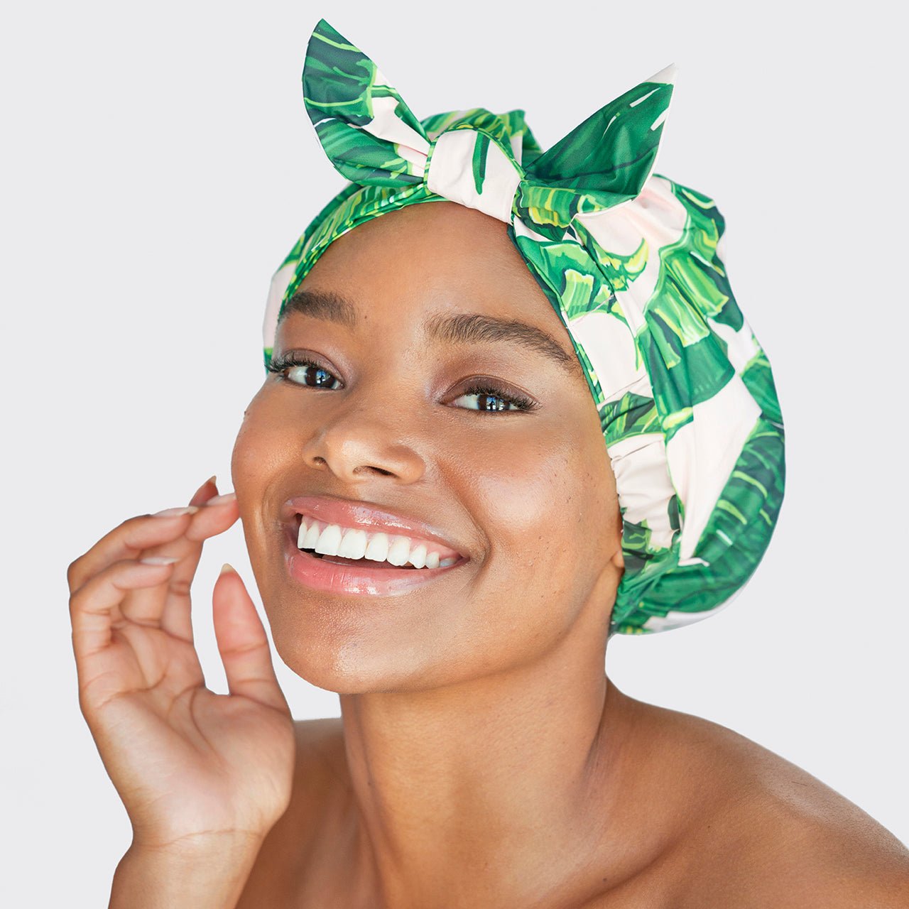 KITSCHRecycled Polyester Luxe Shower Cap - Palm Leaves - M.S Skincare