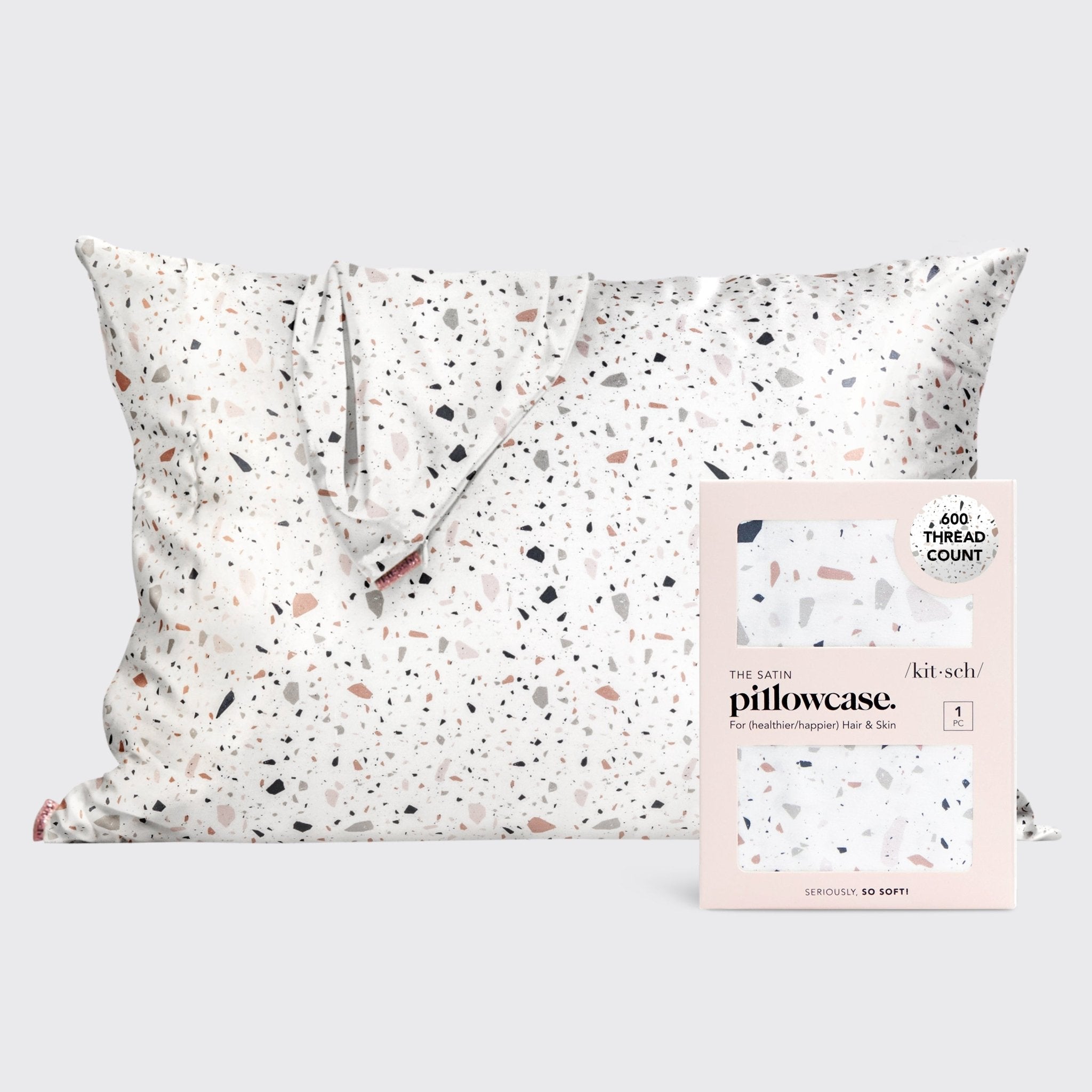 KITSCHSatin Pillowcase - White Terrazzo - M.S Skincare