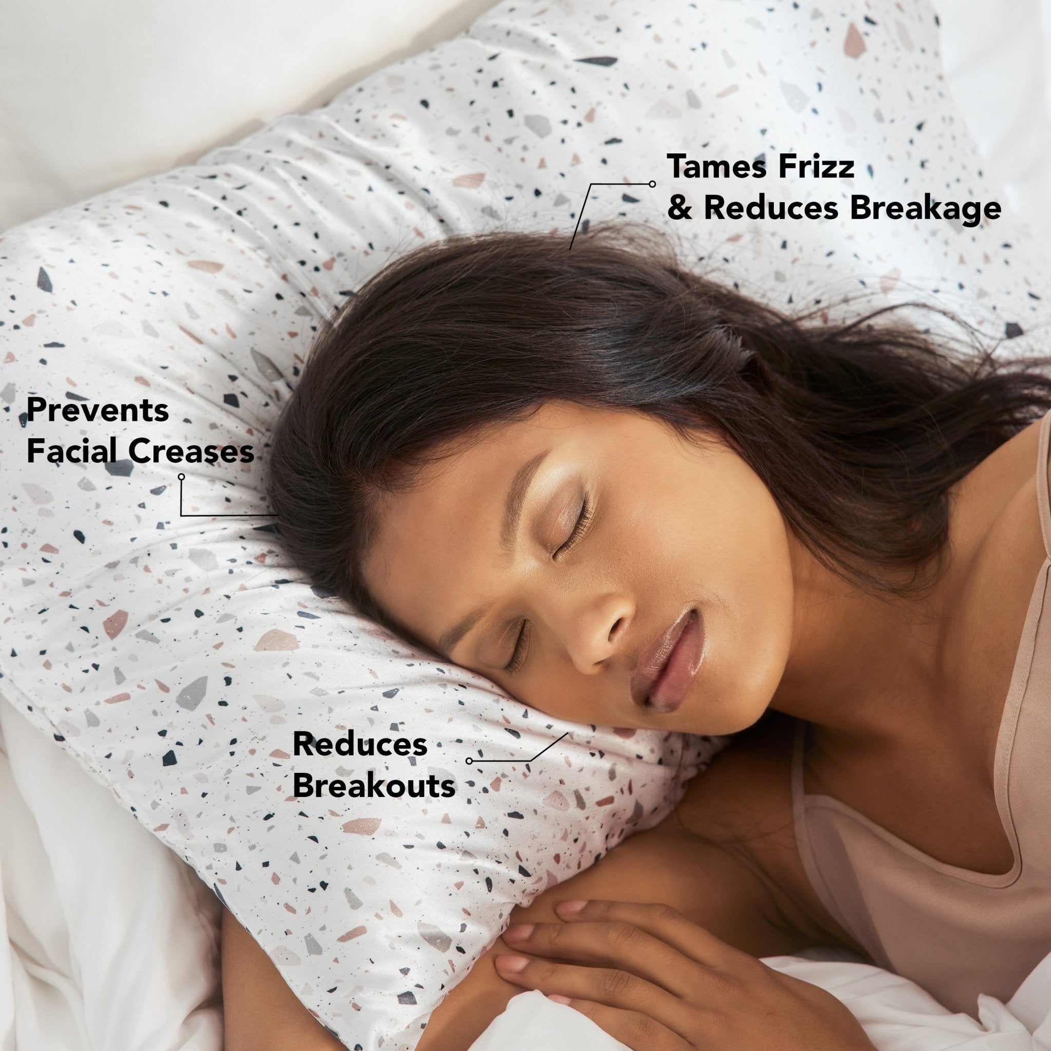 KITSCHSatin Pillowcase - White Terrazzo - M.S Skincare