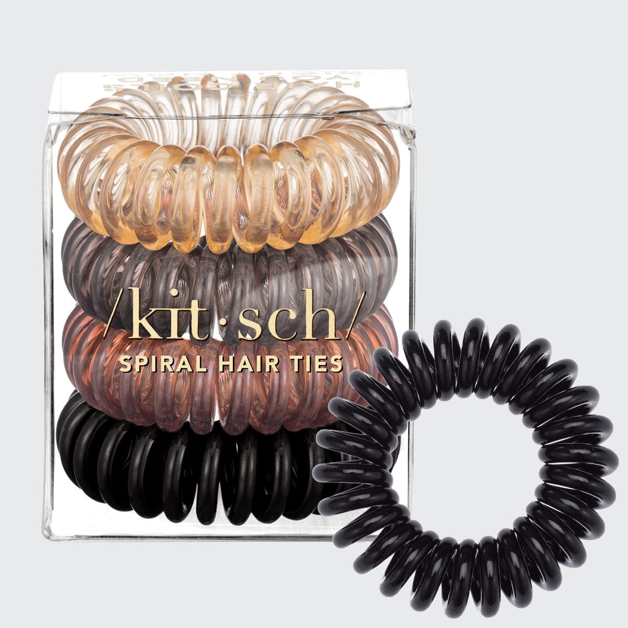 KITSCHSpiral Hair Ties 4 Pc - Brunette - M.S Skincare