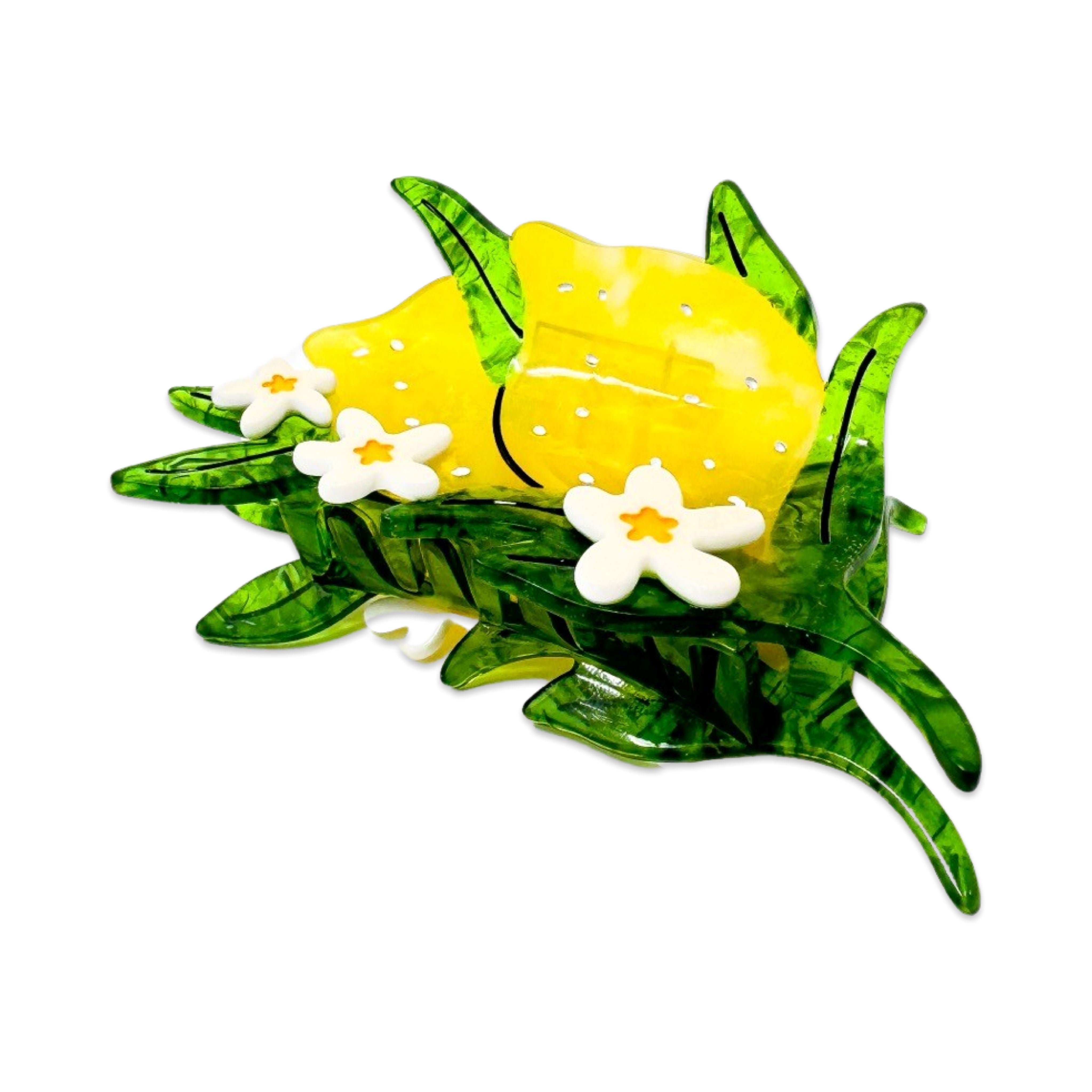 Large Lemon and Flowers Hair Claw Clip