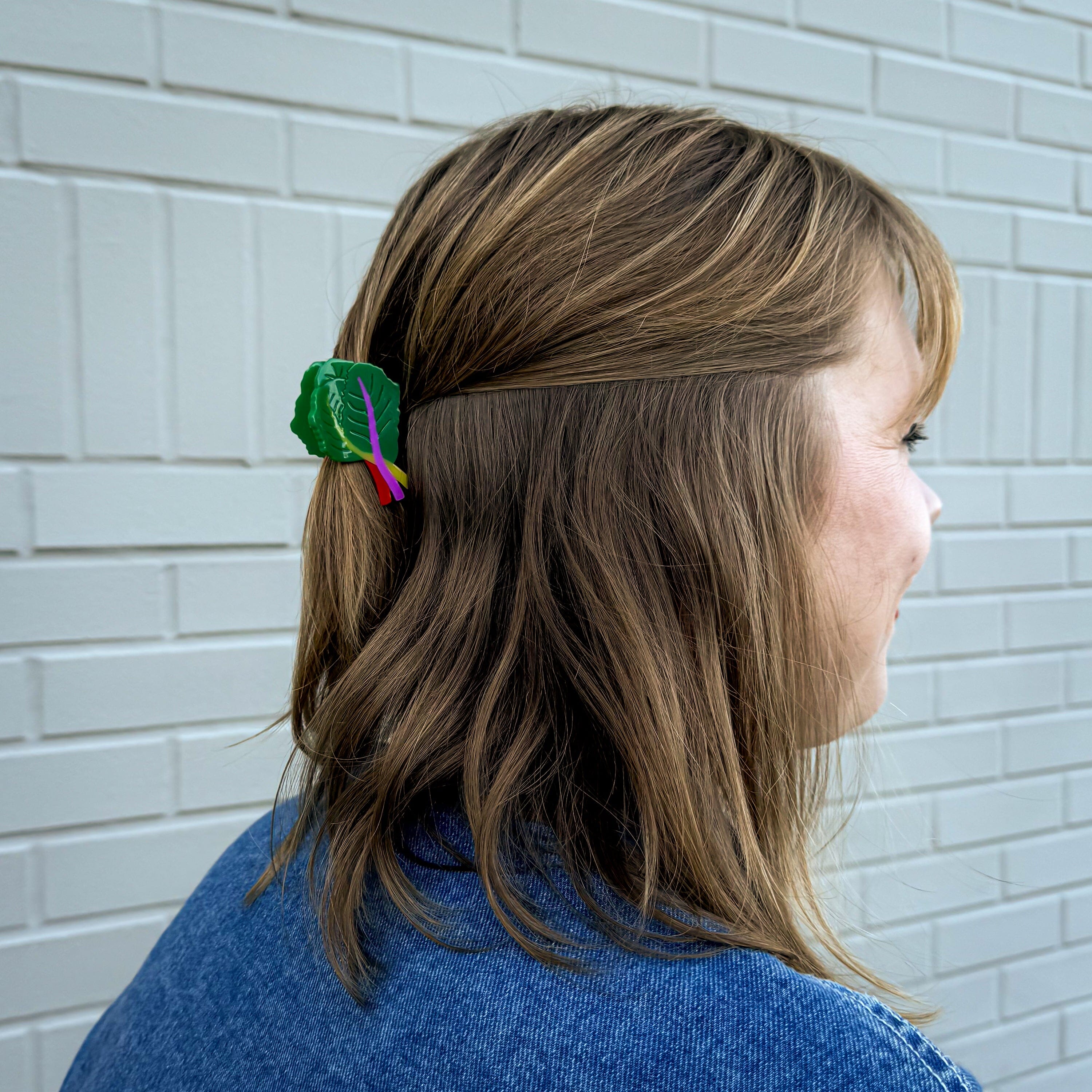 Mini Rainbow Chard Hair Claw Clip