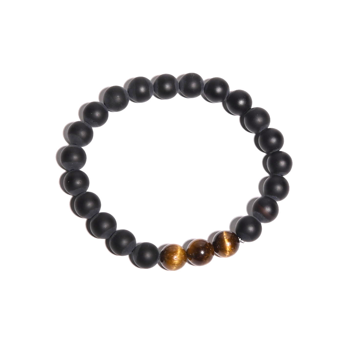 Schwarzes Onyx / Tigerauge Armband - PROTECT + MANIFEST