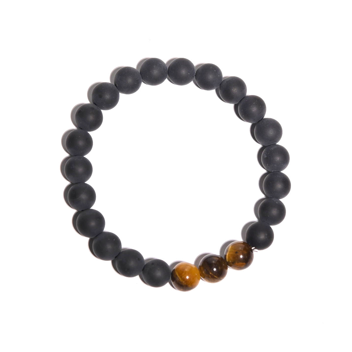 Schwarzes Onyx / Tigerauge Armband - PROTECT + MANIFEST